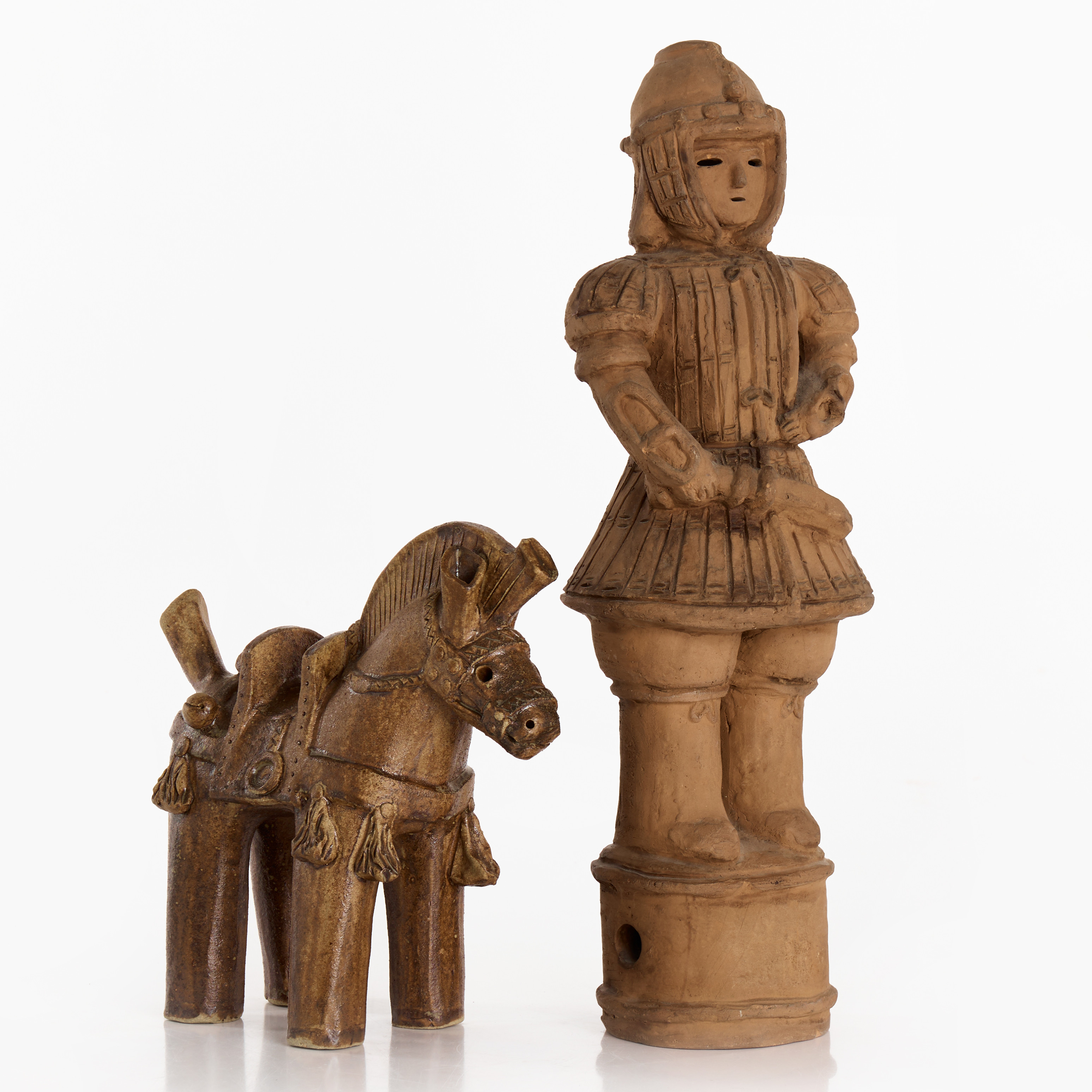 KRIGARE, HÄST, Haniwa, efter Kofun-kulturen, Japan, Japan 1900-talets slut, terracotta resp. stengods.