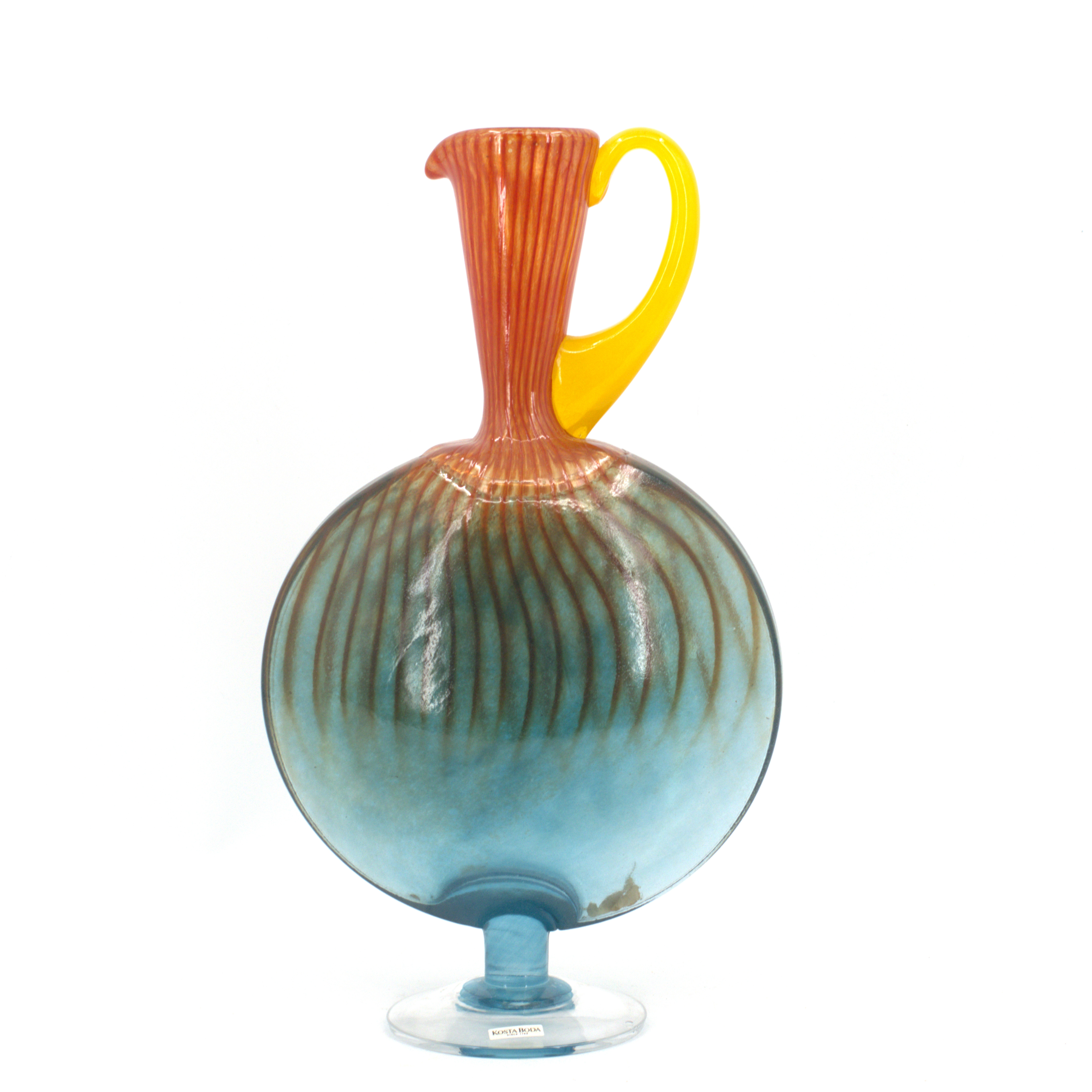 KJELL ENGMAN. Kanna/flaska, "Bon Bon", flerfärgat glas, etikettmärkt, Kosta Boda.