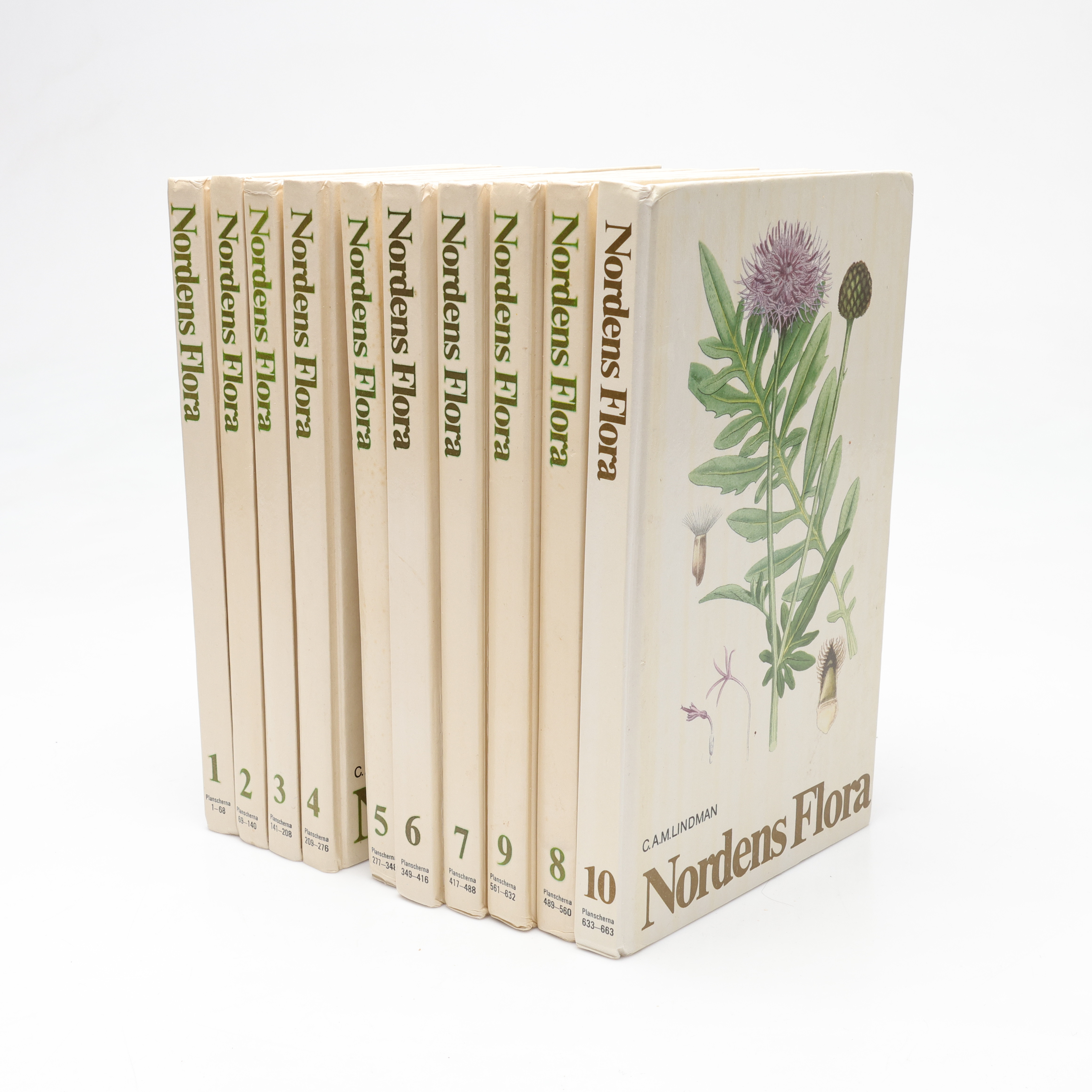 NORDENS FLORA, böcker, 10 band, C.A.M. Lindman, 1981.