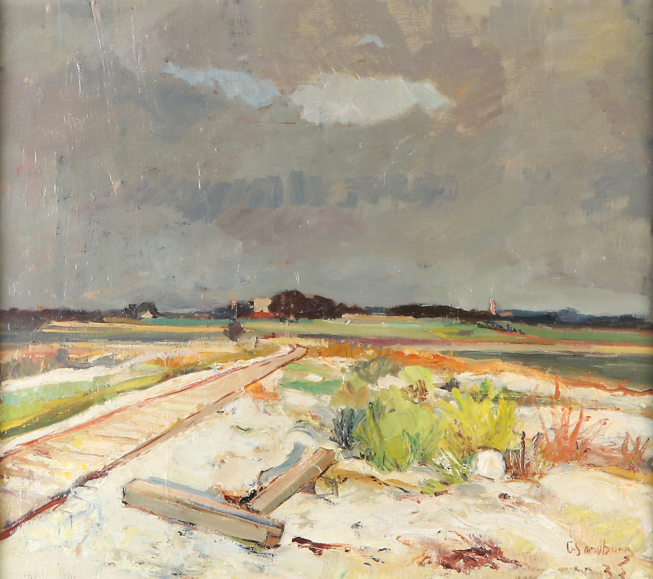 GOTTHARD SANDBERG. Oljemålning på duk. "Skanör". Signerad och daterad 33.