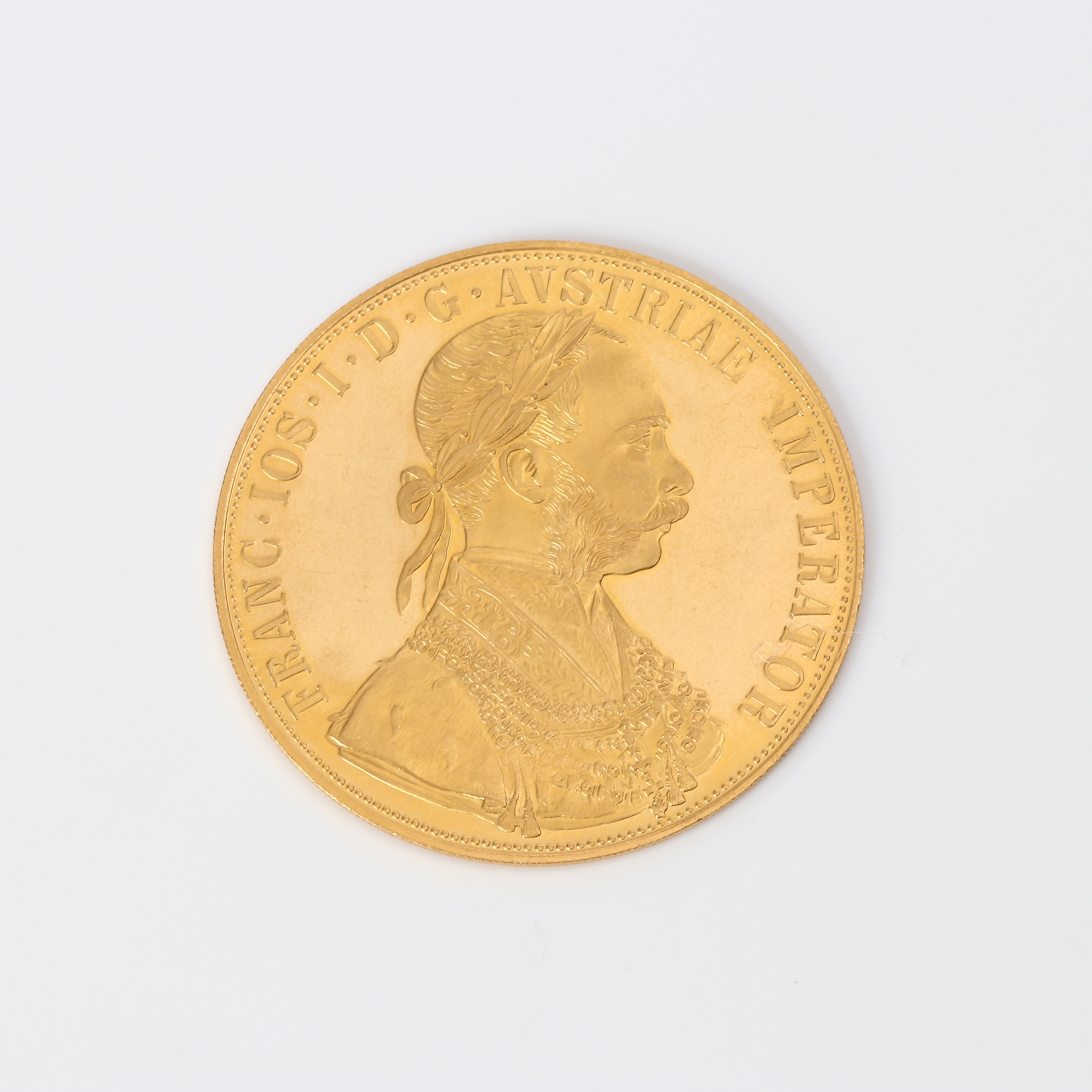 GULDMYNT, 4 DUKATER. 23k guld, Österrike-Ugern 1915, vikt ca 13,9 gram.