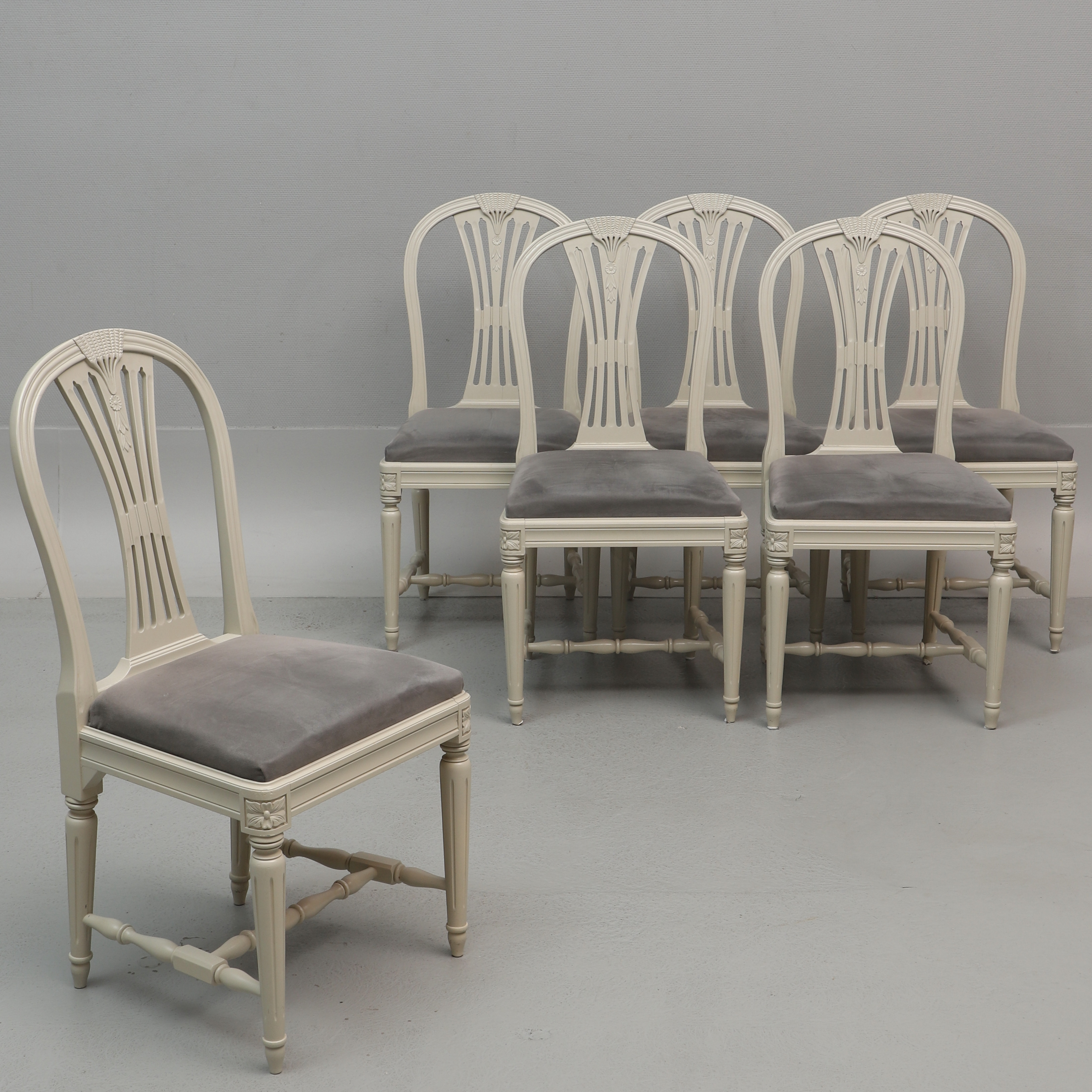 STOLAR, 6 st, "axet", gustaviansk stil, 1900-tal.
