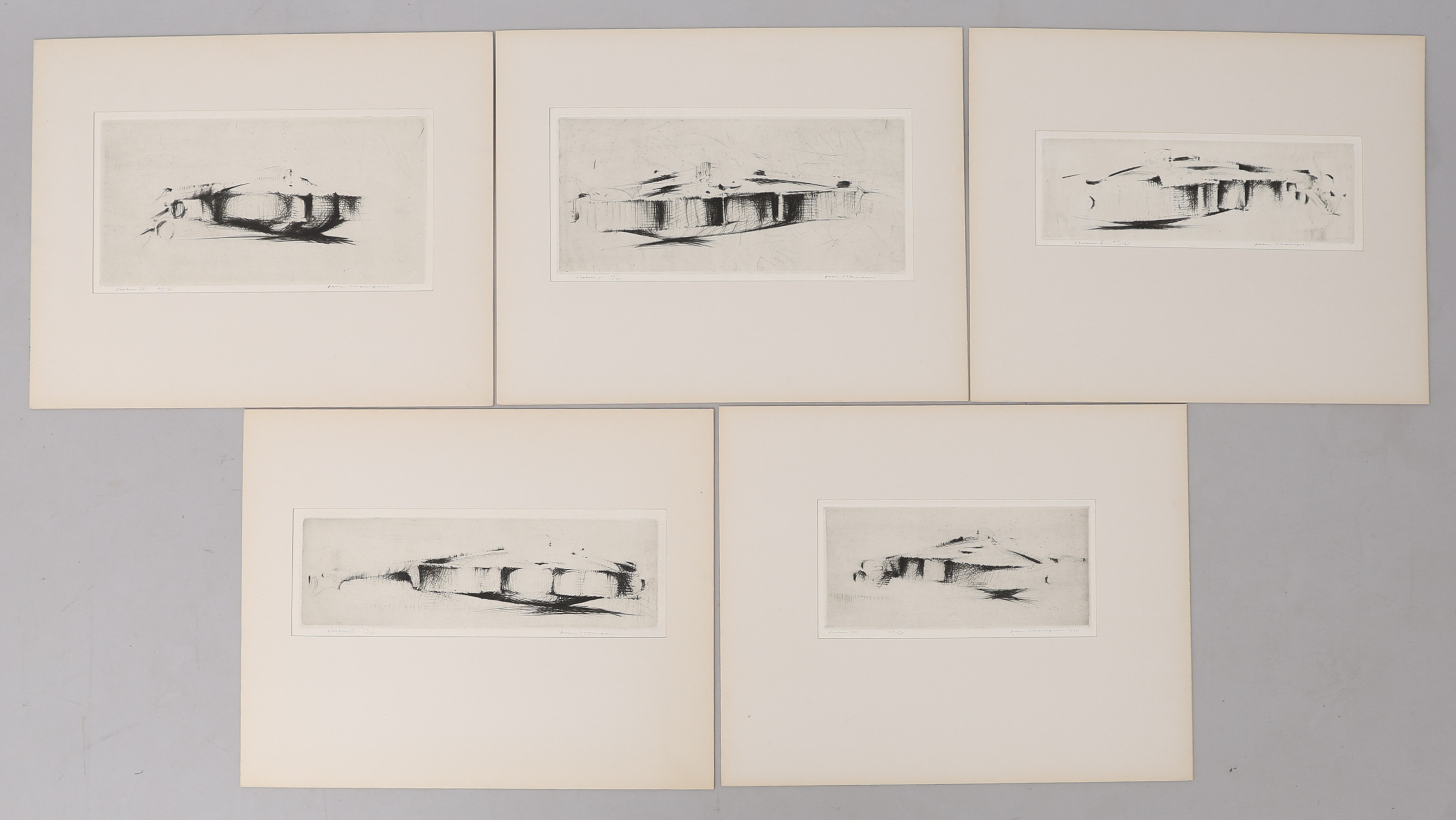 OLLE HANSPERS 1923-2012. FEM TORRNÅLSGRAVYRER, "VIOLIN", SIGNERADE OCH NUMRERADE 22/45.