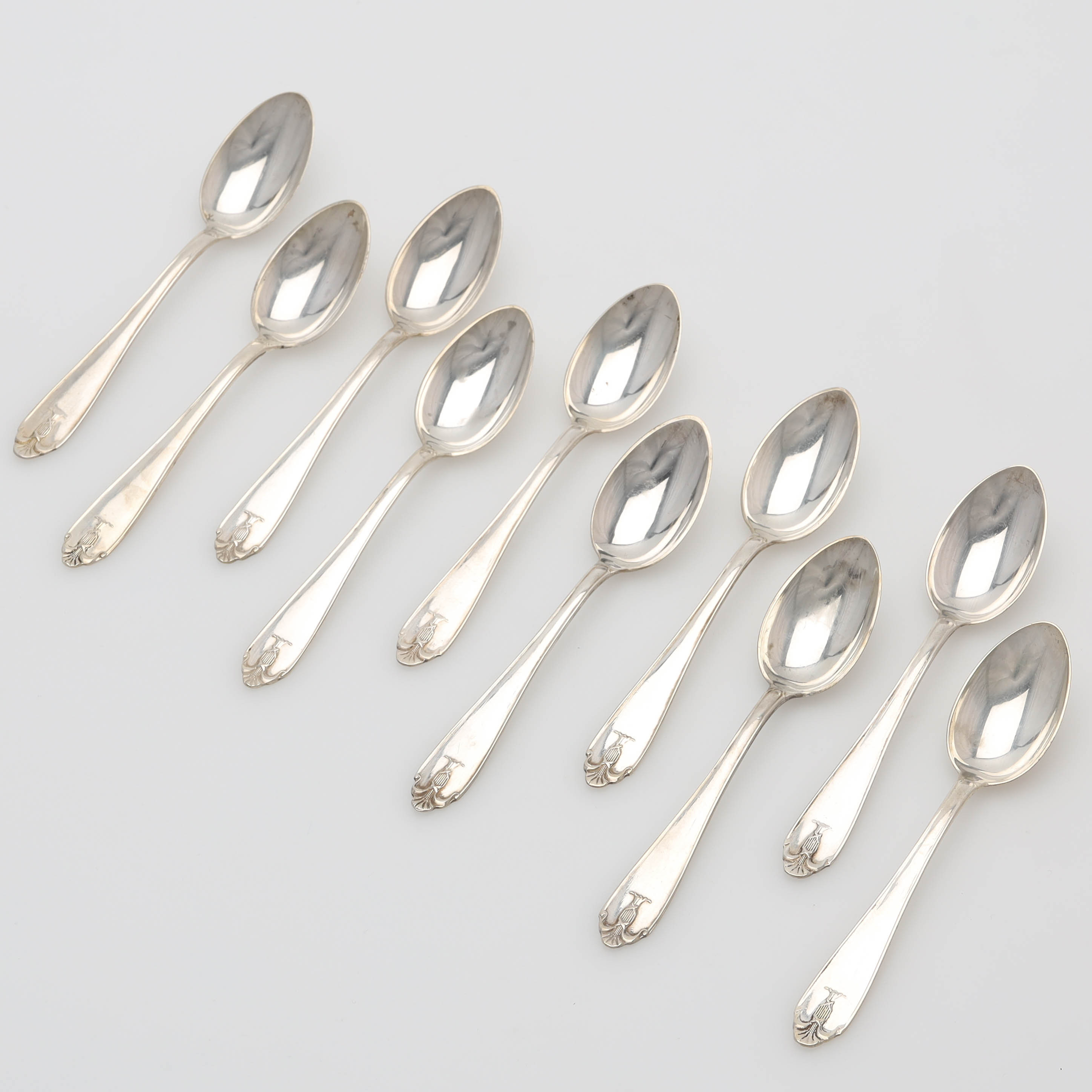 JACOB ÄNGMAN. Skedar, 10 st, silver, "Vasa, GAB.
