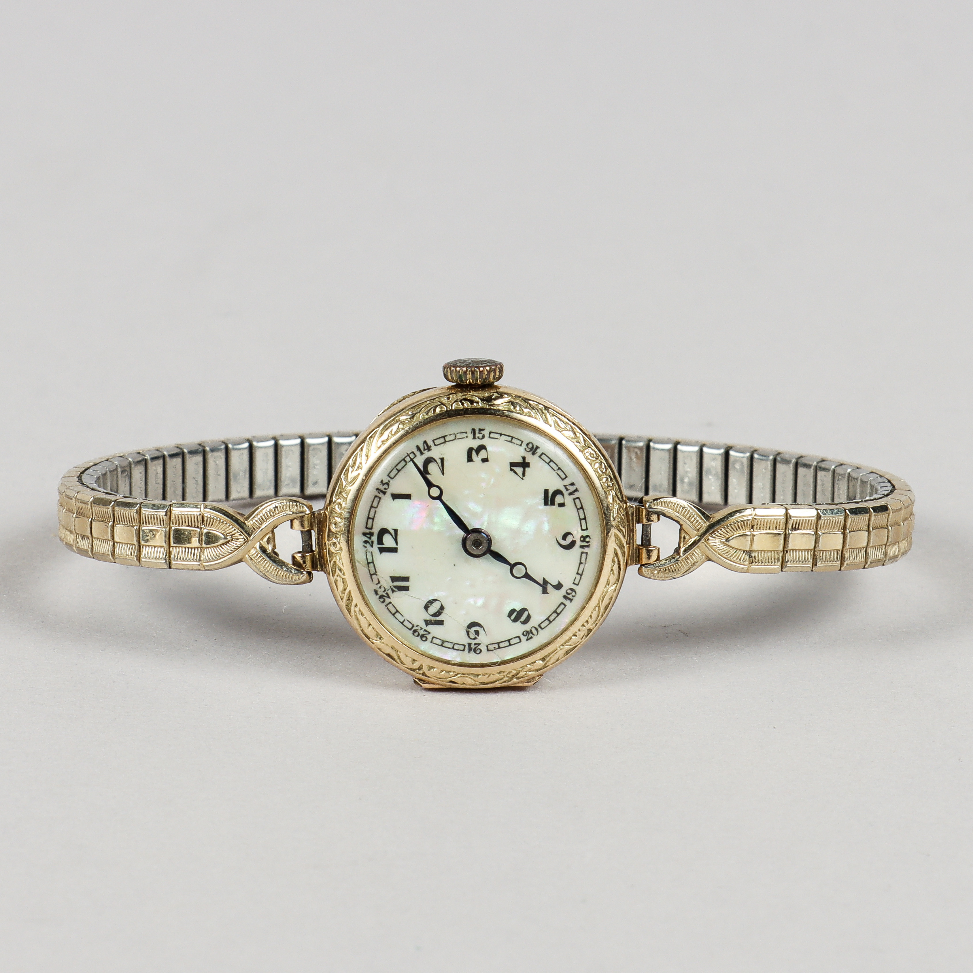 DAMUR, boett i 14k guld, armband i stål, manuell, 1900-talets mitt.