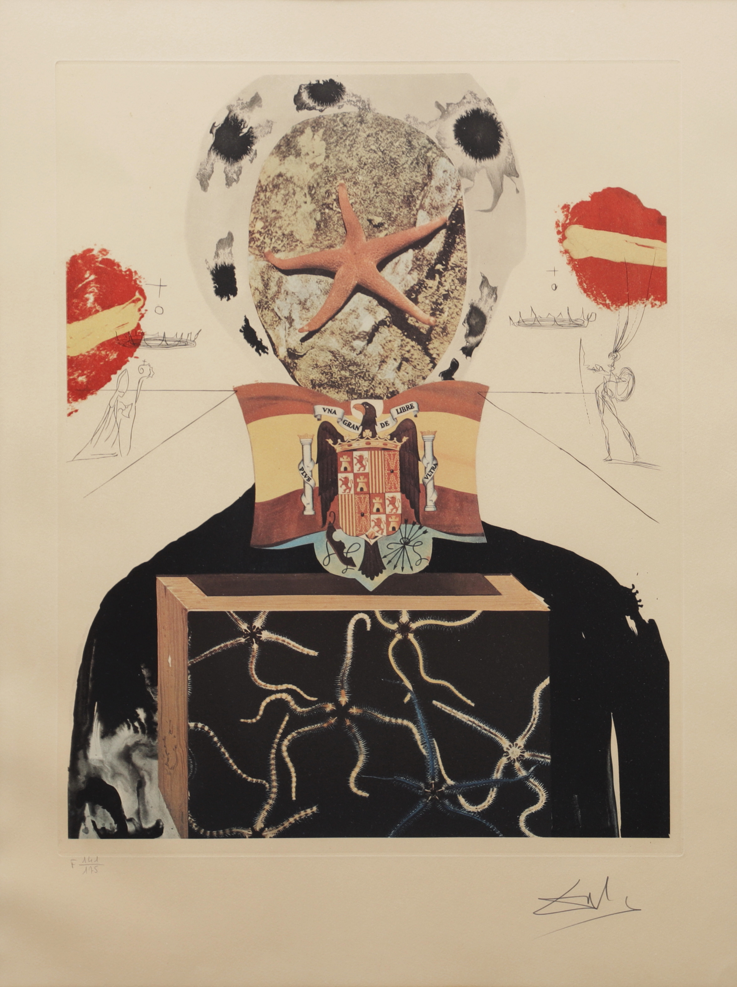 SALVADOR DALÍ. "Den surrealistiska kungen". Färglitografi från "Memories of surrealism", signerad och numrerad F 141/175.