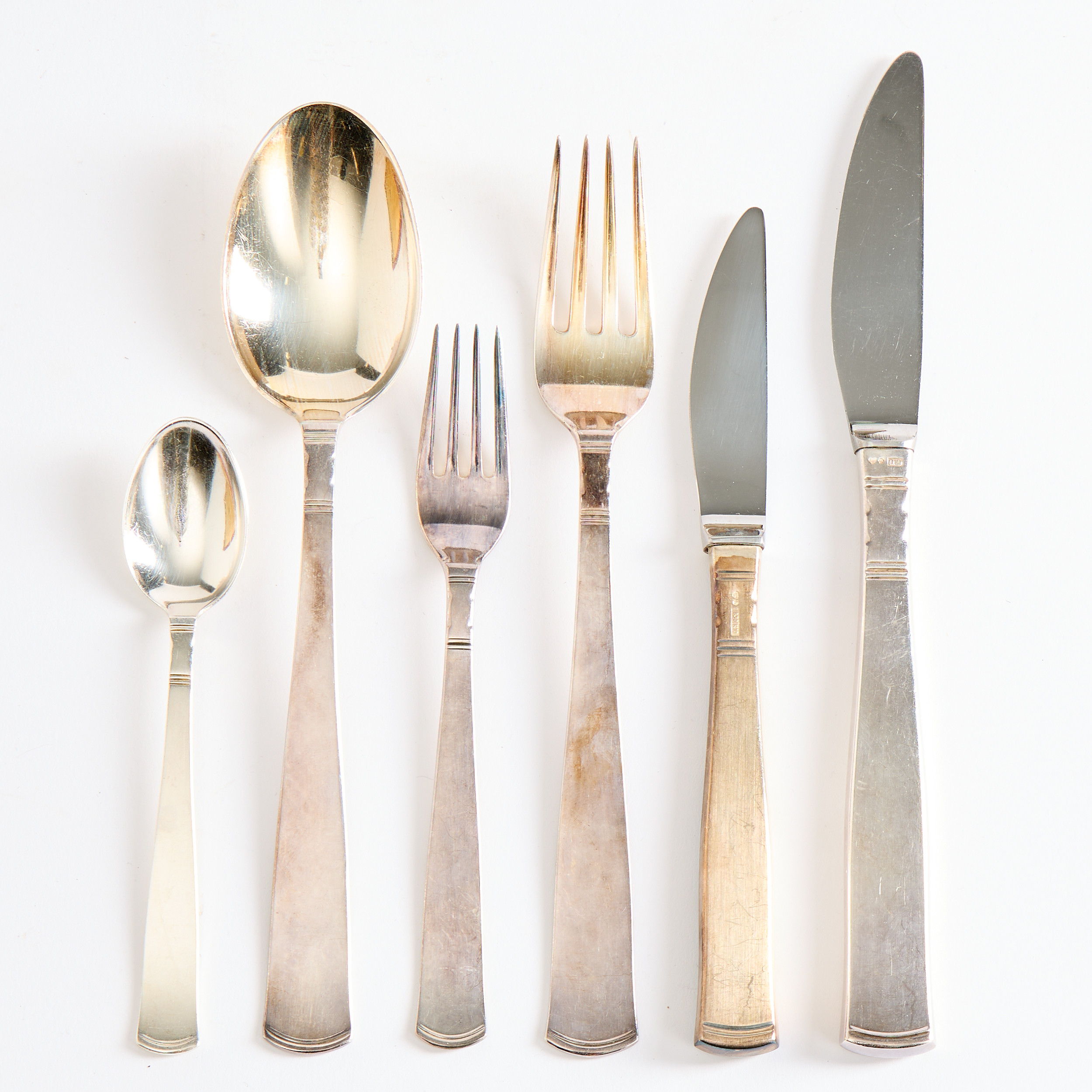 JACOB ÄNGMAN. Bestick 30 dlr silver "Rosenholm" 1960-tal.