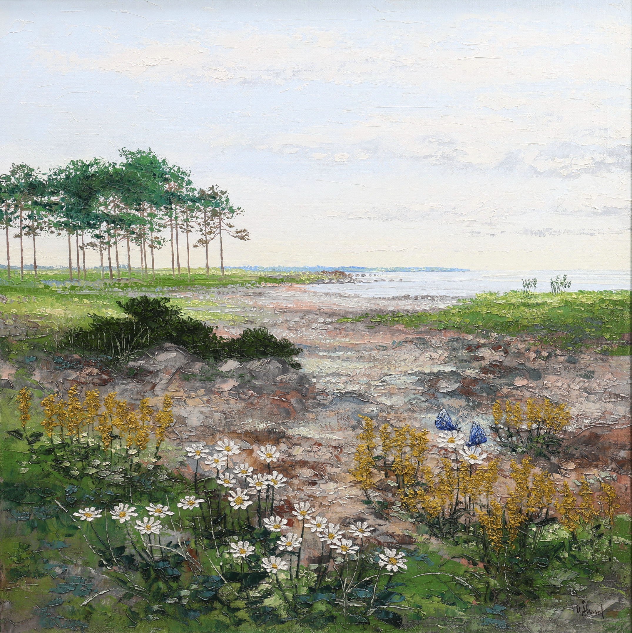 ULF ÅLUND. Olja på duk, "Blåvingar", Öland, signerad.