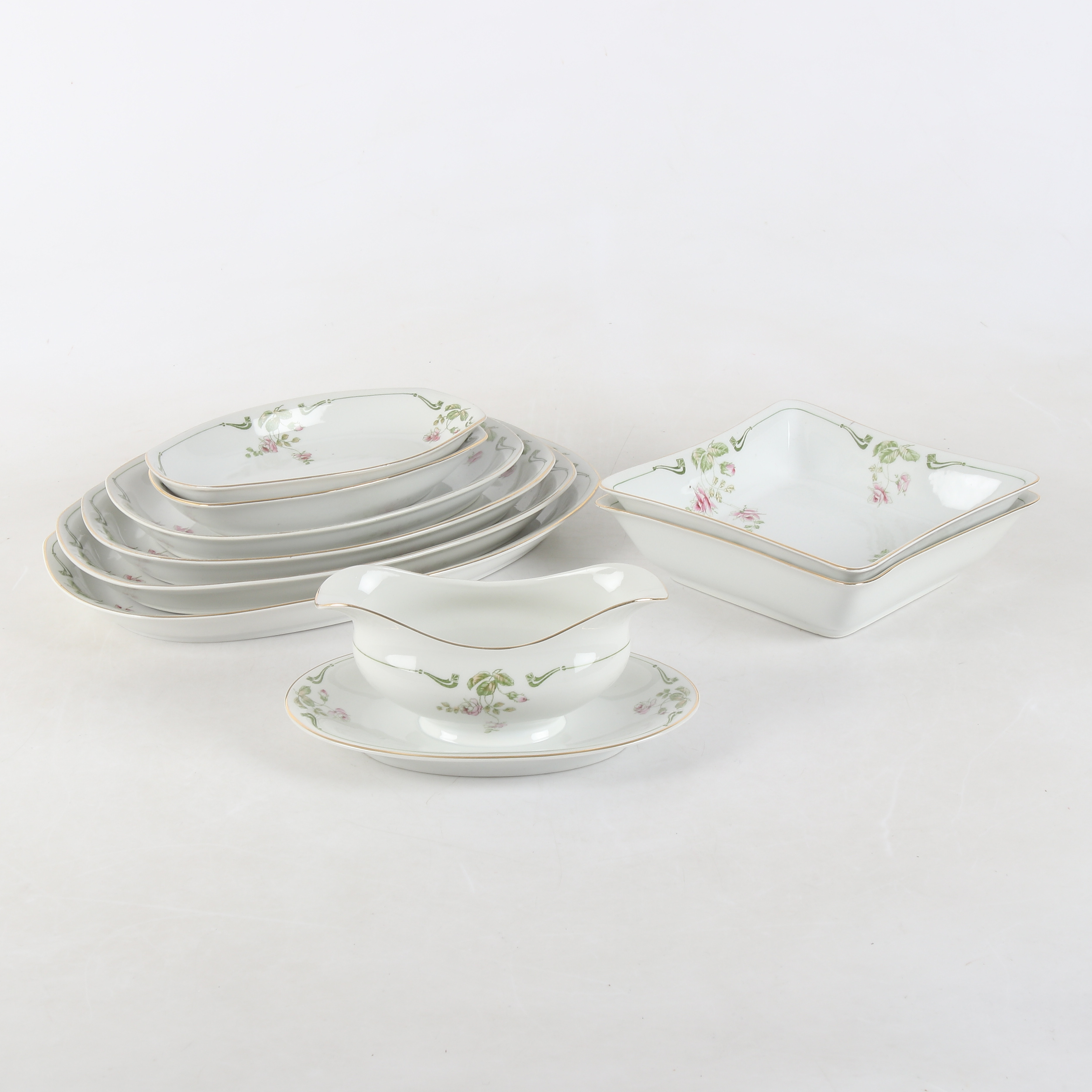 SERVISDELAR 11 delar, porslin, jugend, Schönwald. 1900-talets början.