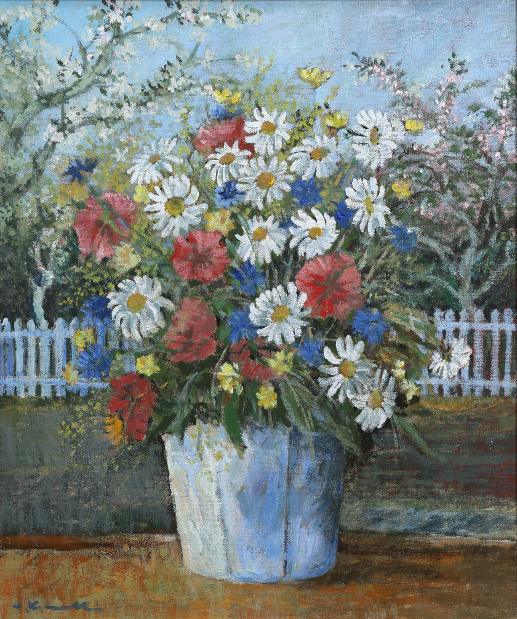 ALEXANDER KUNICKI. Olja på duk, blomsterstilleben, signerad.