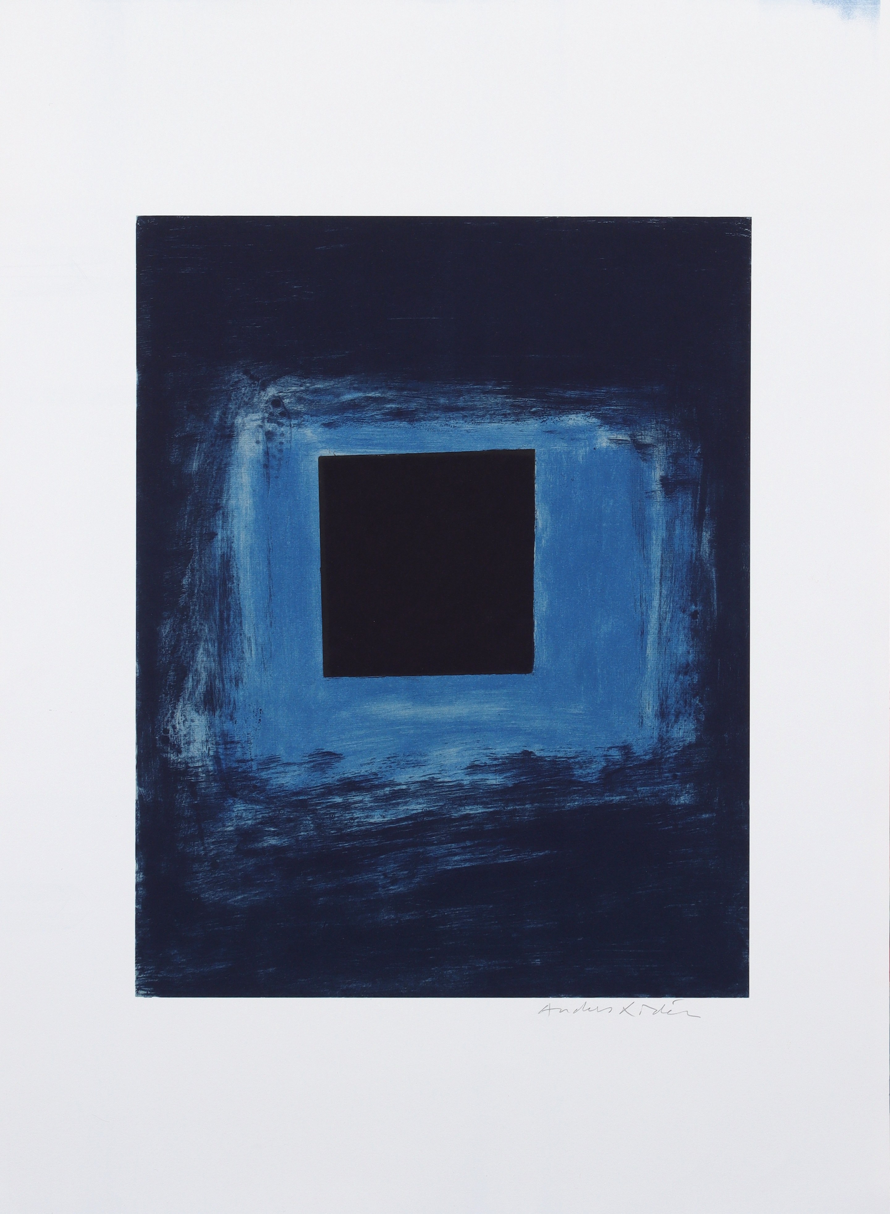 ANDERS LIDÉN. "Points of light moving on a square", litografi, signerad.