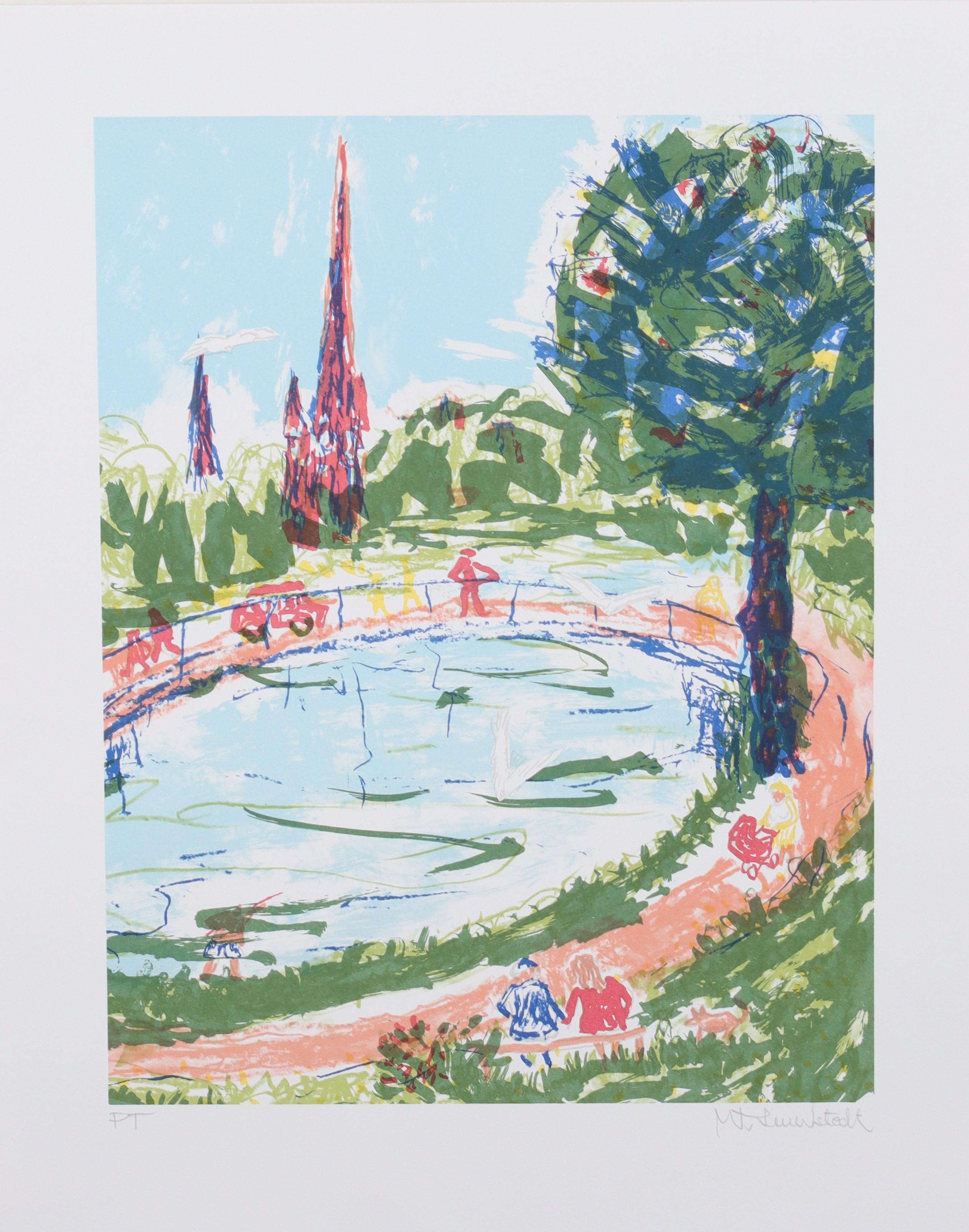 WILLARD LUNDSTEDT. "Selångersån", färglitografi, signerat provtryck.