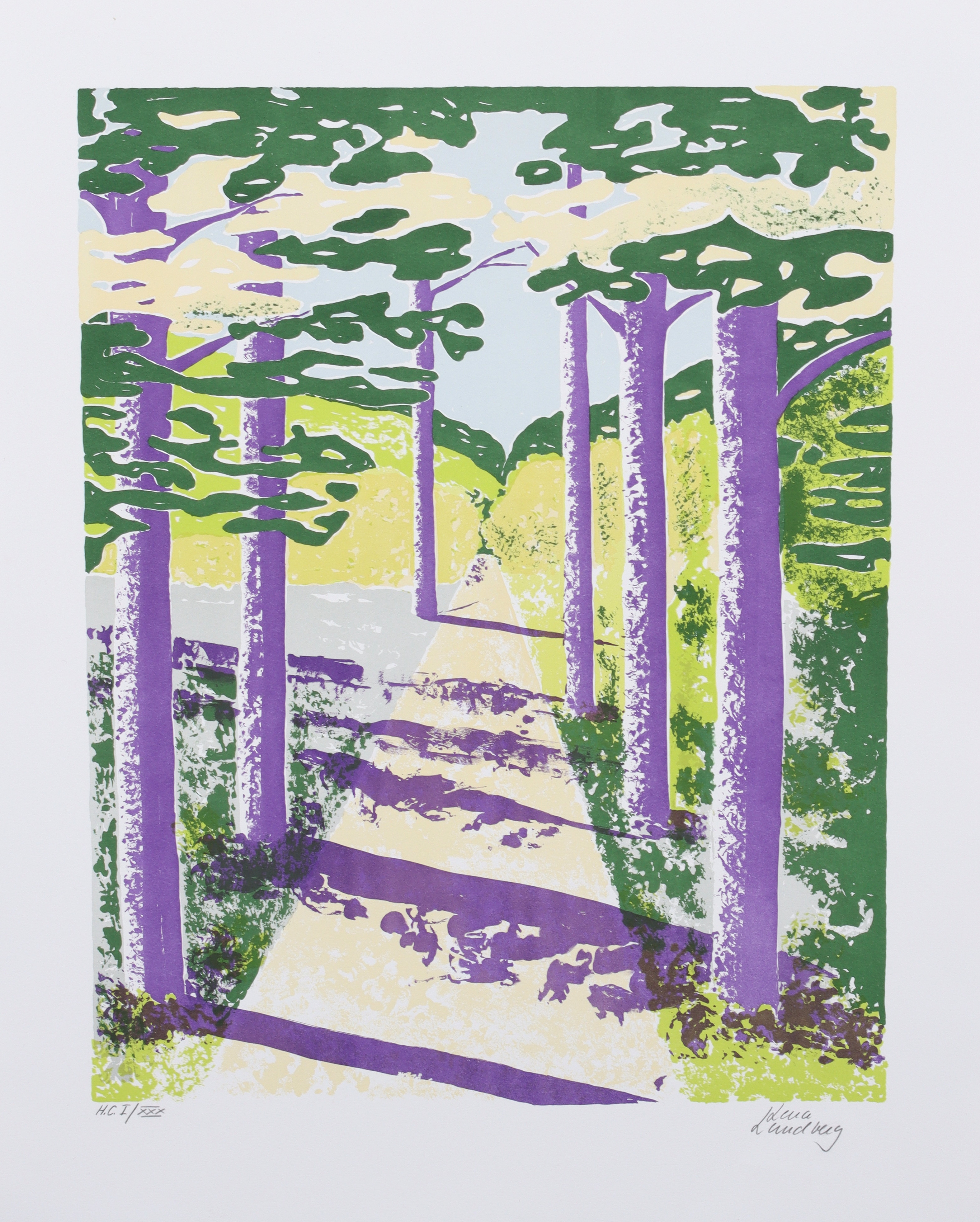 LENA LUNDBERG. "Lotsstigen i Haraskär", färglitografi, signerad H.C.-upplaga I/XXX.