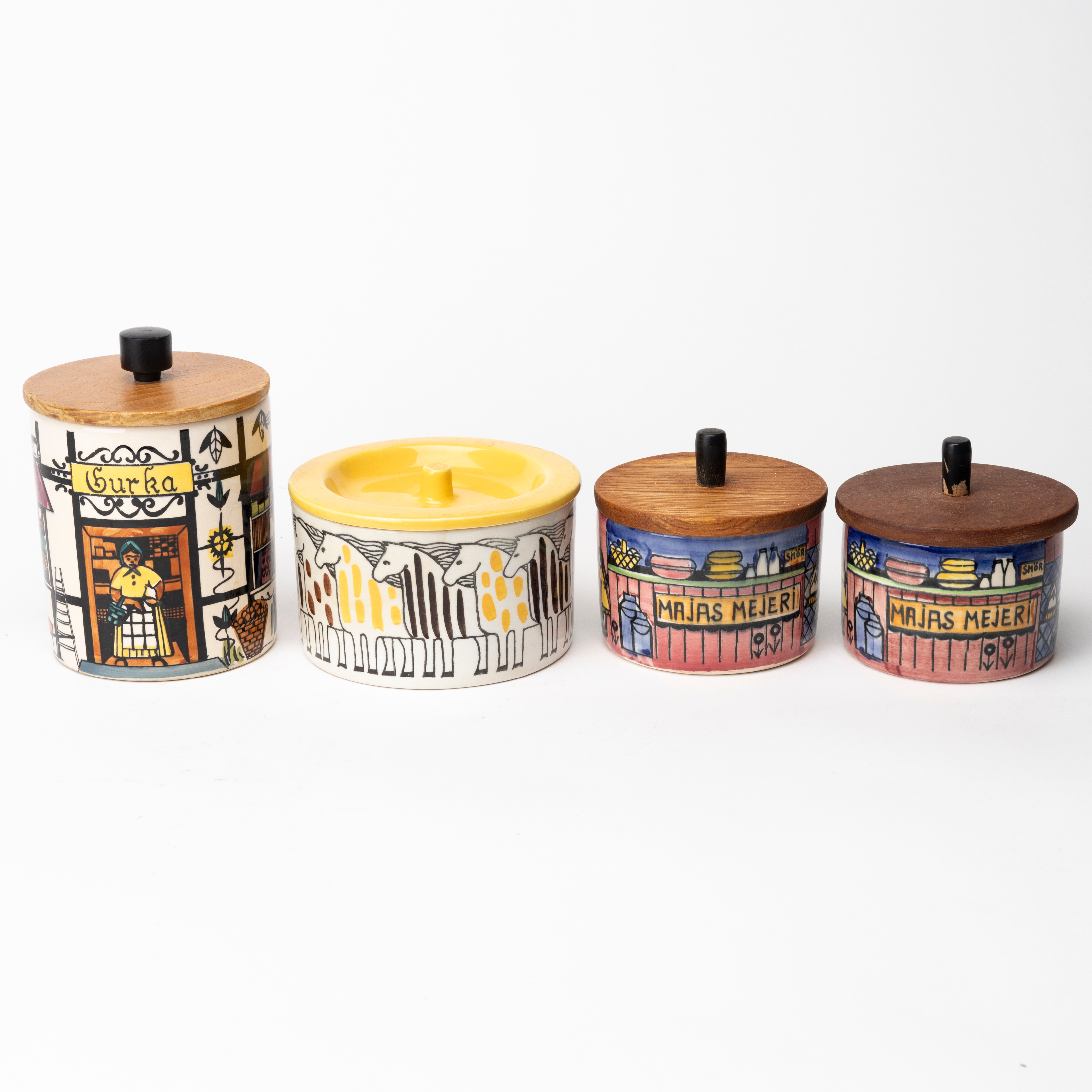 BURKAR, 4 st, porslin, Anita Nylund, JIE Gantofta, Berit Ternell Gefle, Deco, Helsingborg, 1950-tal.
