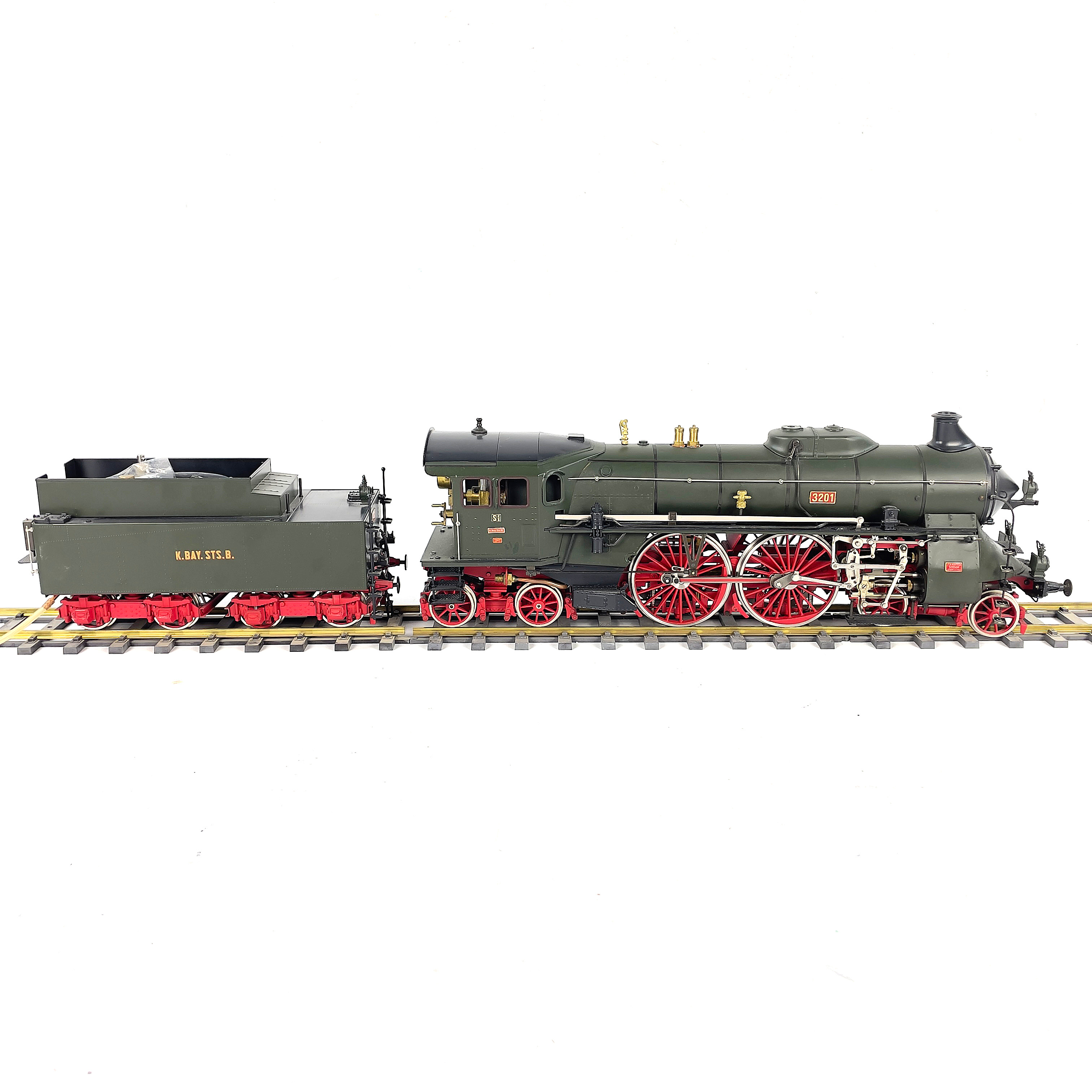 STREAM-LOKOMOTIV med tender, modell av ett " BAY. S2/6" , Skala 1:32, spårvidd No. 1 Gauge, tillverkare Aster Japan.