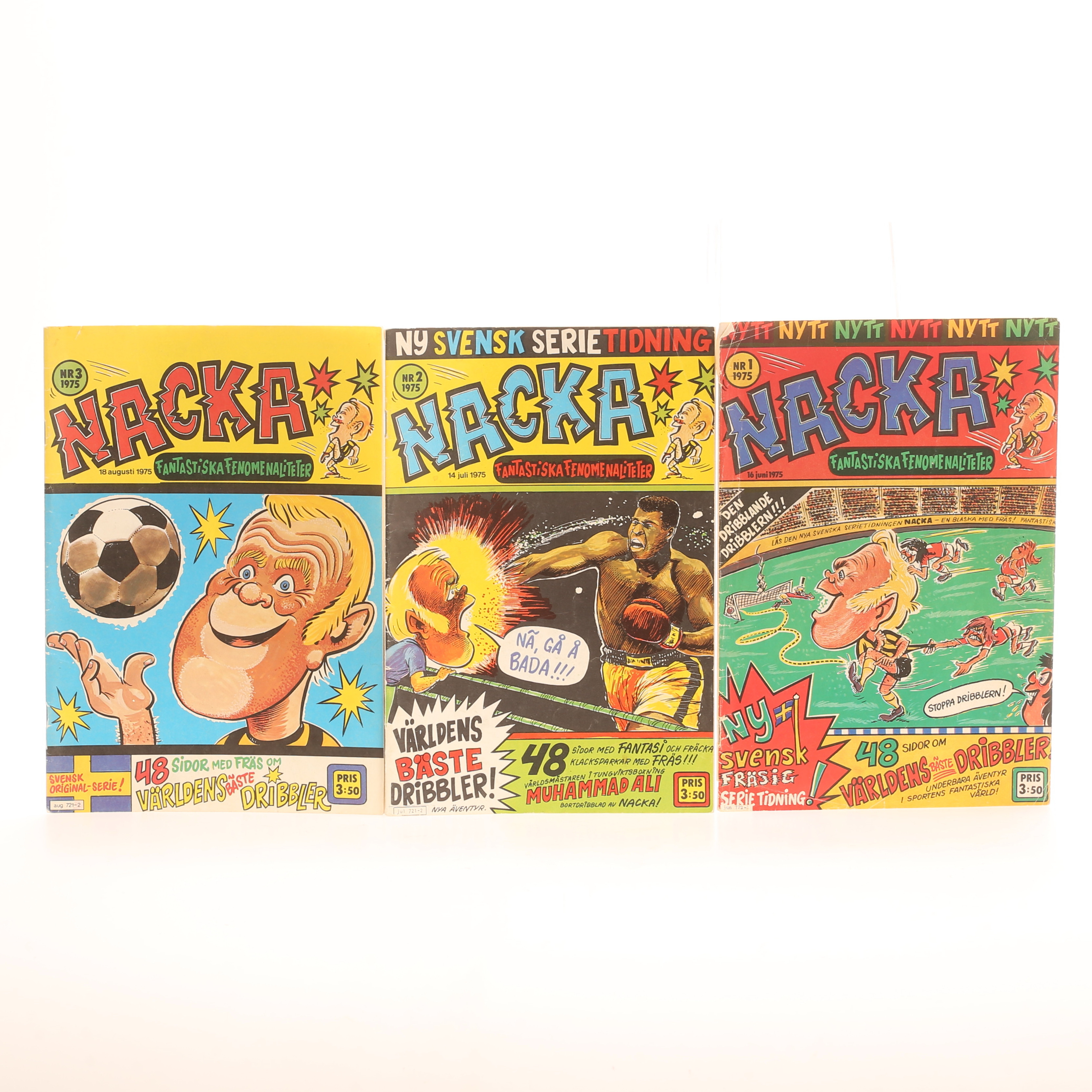 SERIETIDNINGAR, 3 stycken, Nacka nr 1, 2 och 3 1975.