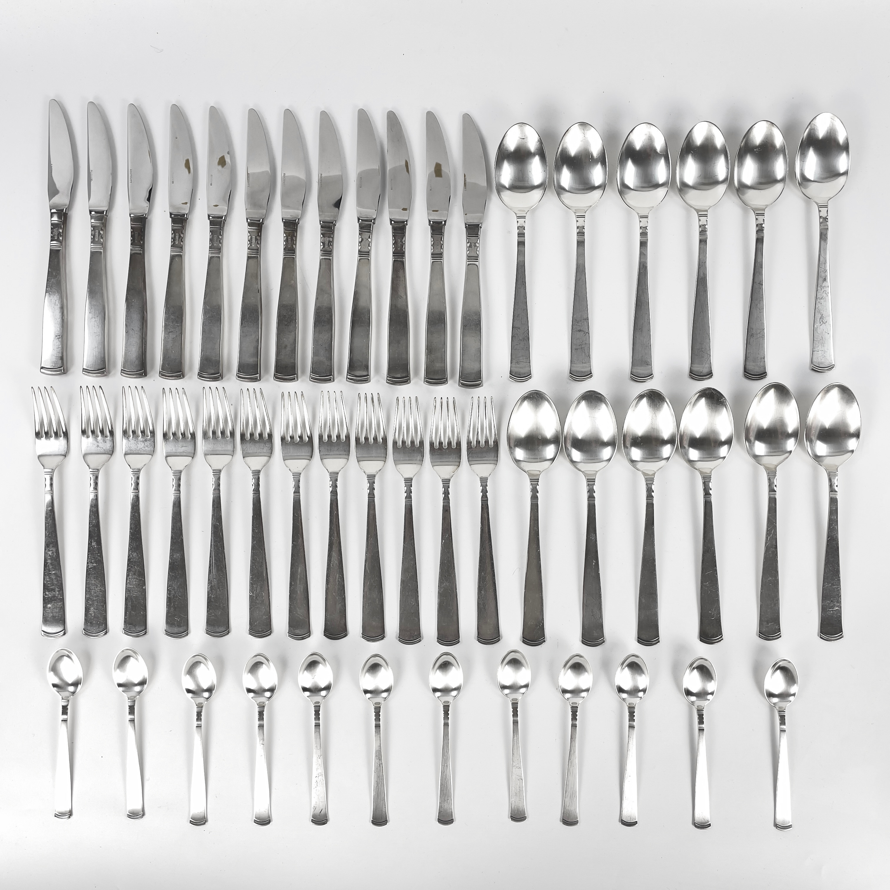 JACOB ÄNGMAN. "Rosenholm", bestickservis, silver, 48 delar, för 12 personer.