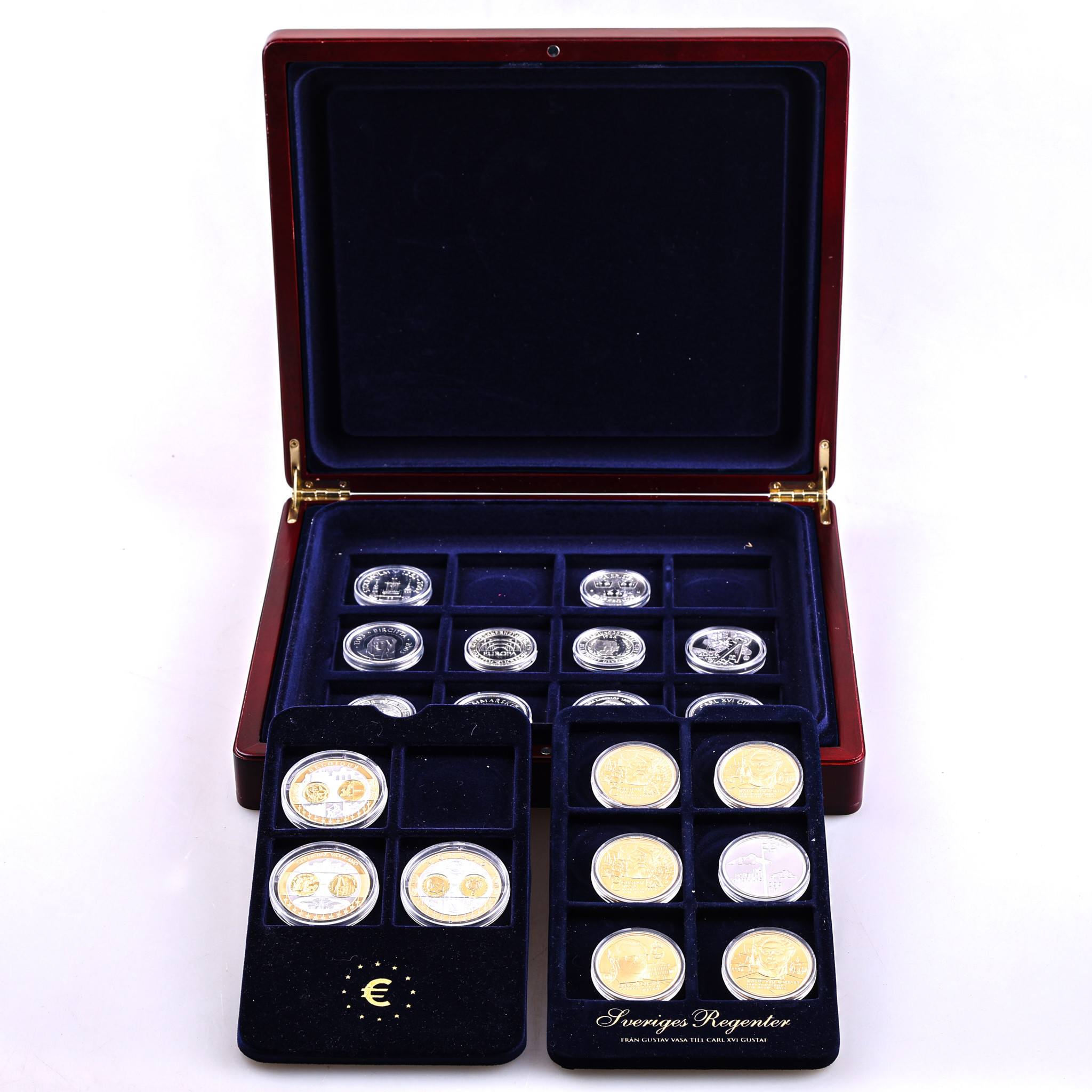 MINNESMYNT / MEDALJER, 19 delar, sterlingsilver, silvervikt ca 448 gram.