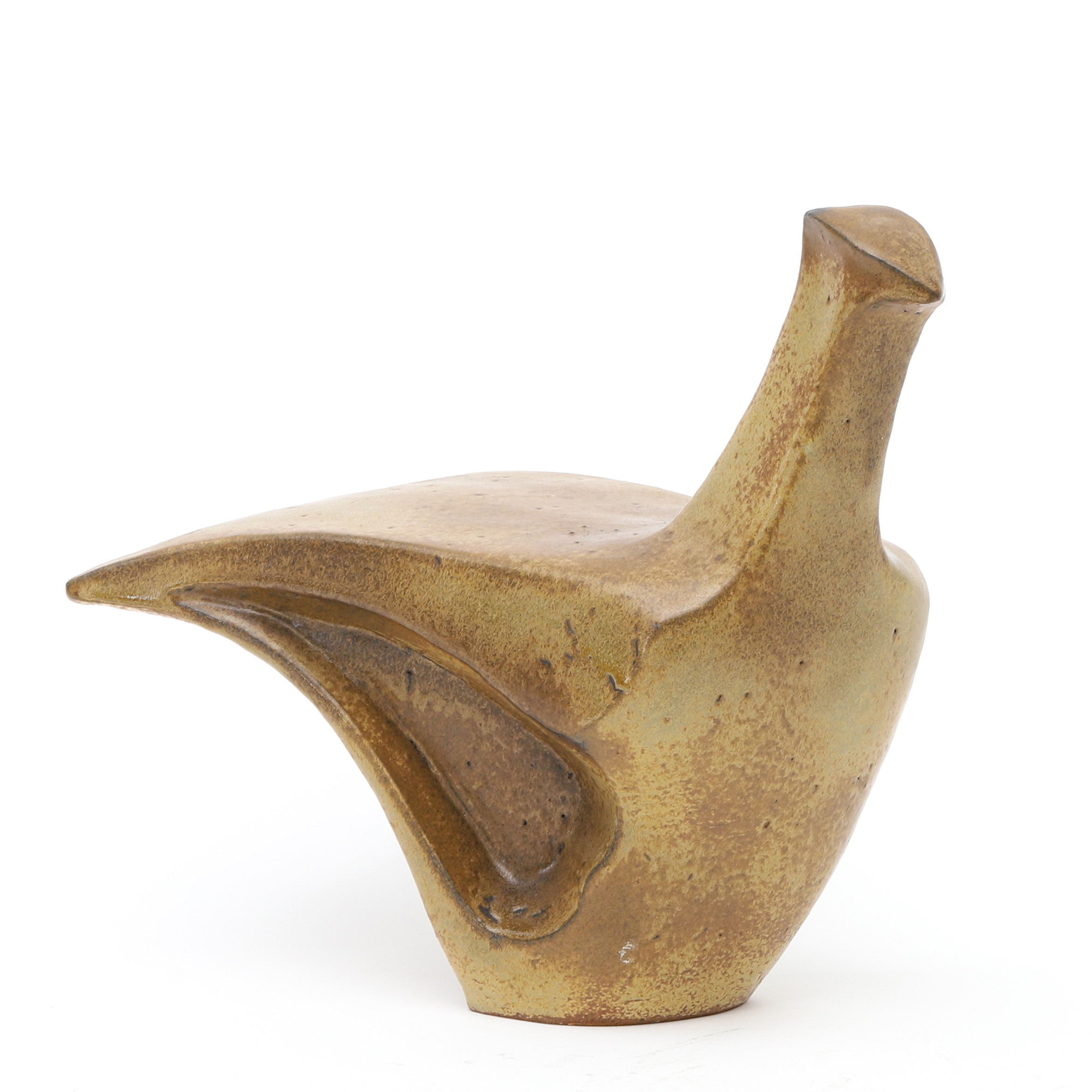 ÅKE HOLM. Skulptur i form av stiliserad fågel, stengods, signerad Å. Holm.