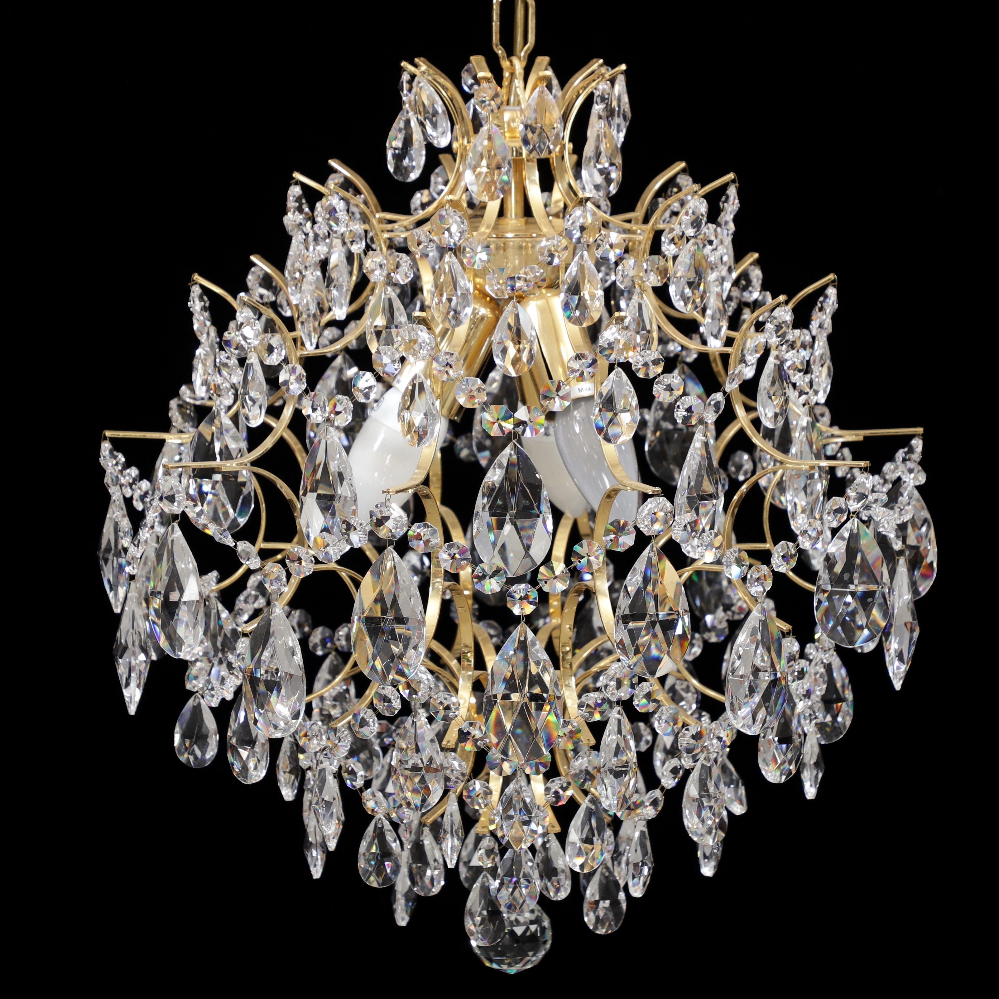 LJUSKRONA, glas/gulmetall, maab-kristall, 1900-talets andra hälft.