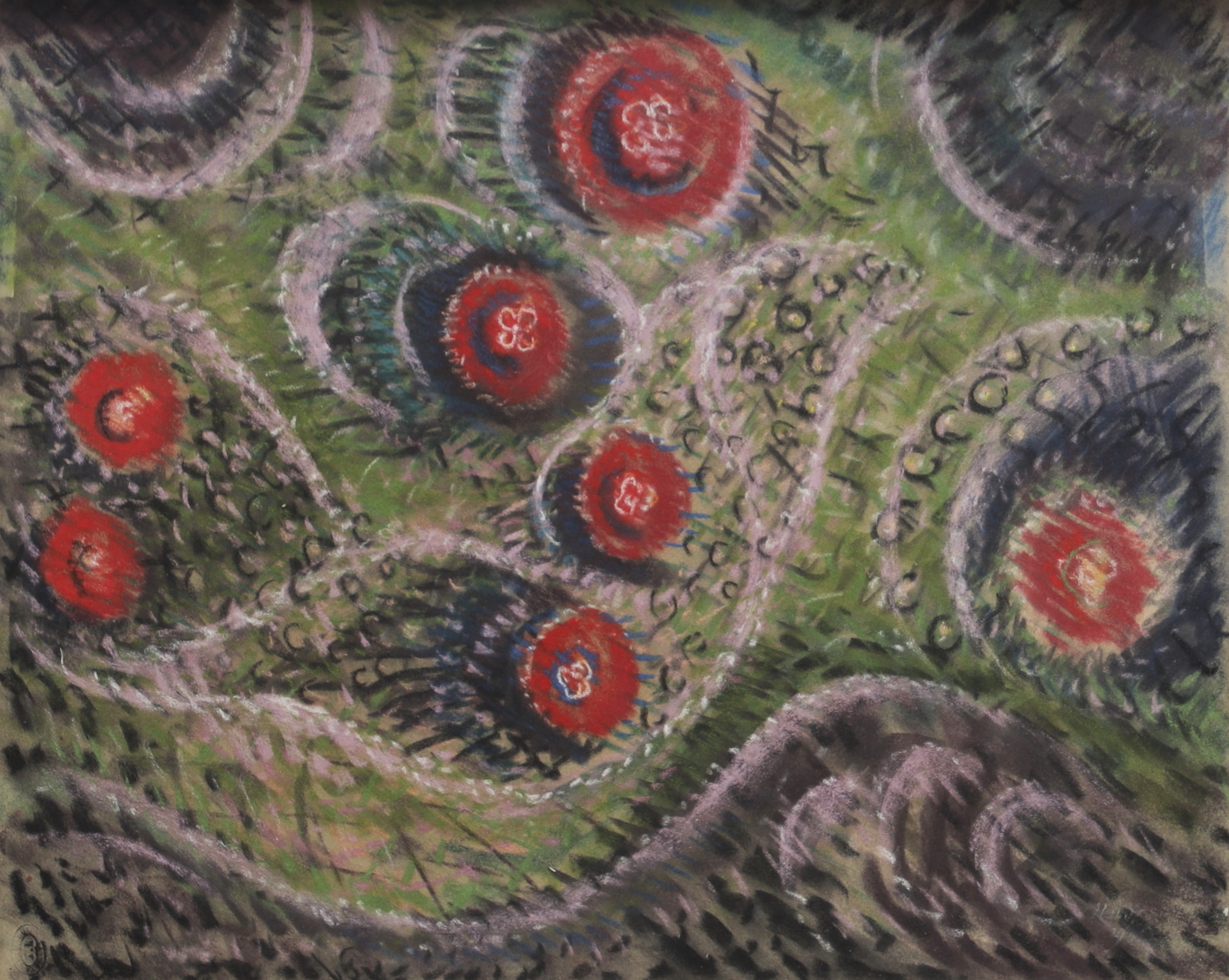 EDWARD HALD. Komposition, pastell, ur serien "Transponism", signerad.