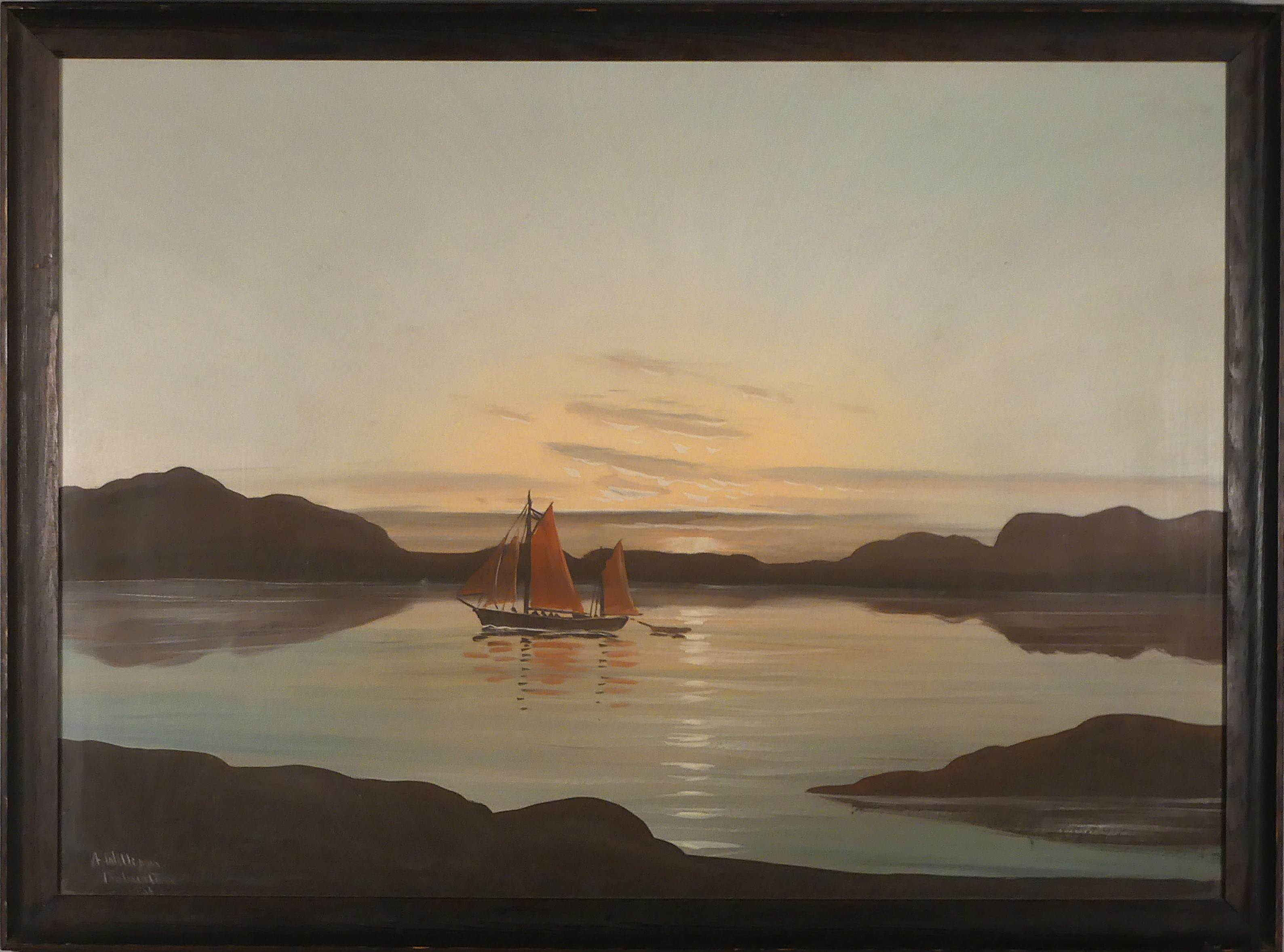 OIDENTIFIERAD KONSTNÄR, gouasche, signerad A William Bohuslän 1926.