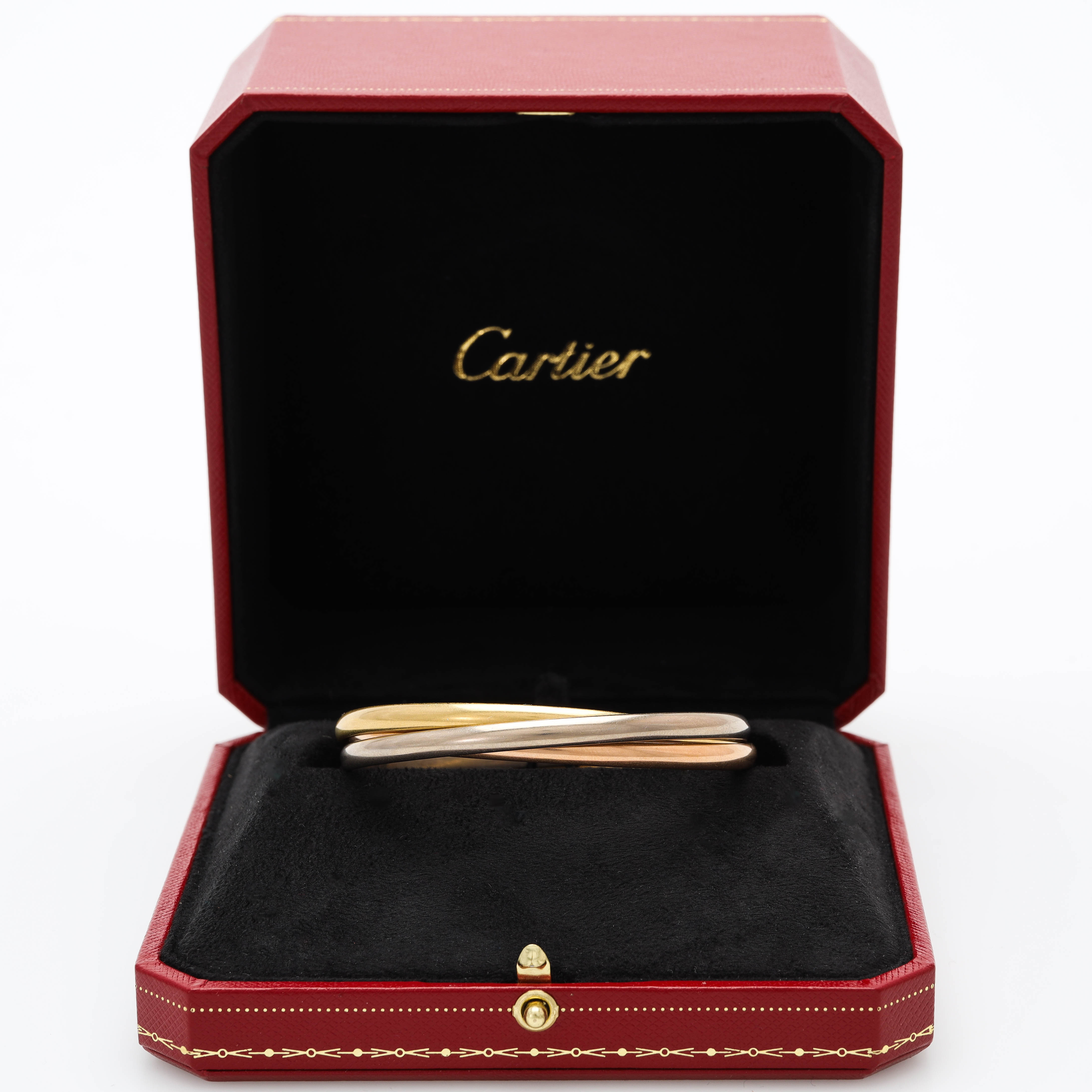 CARTIER TRINITY, armring, 18 k trefärgat guld, trois couleurs, klassisk modell, certifikat, box.