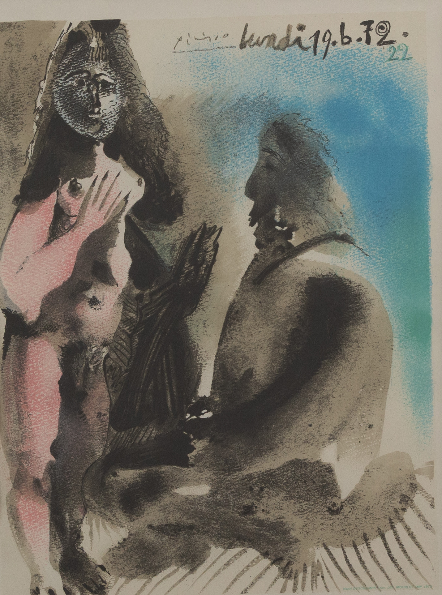 PABLO PICASSO. EFTER. Figurscen, litografi, signerad i tryck.