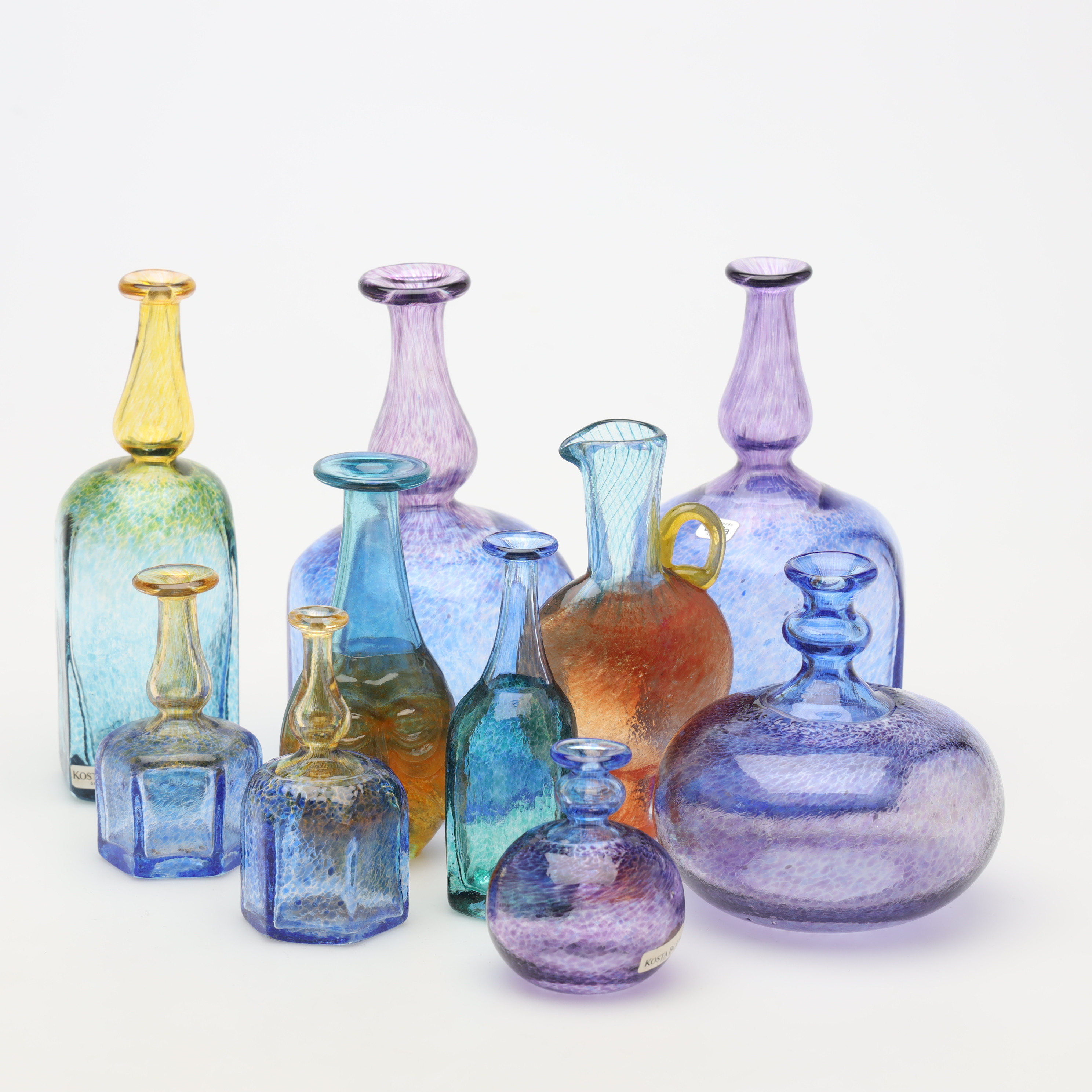 BERTIL VALLIEN & KJELL ENGMAN. VASER, 10 stycken, glas, Kosta Boda.