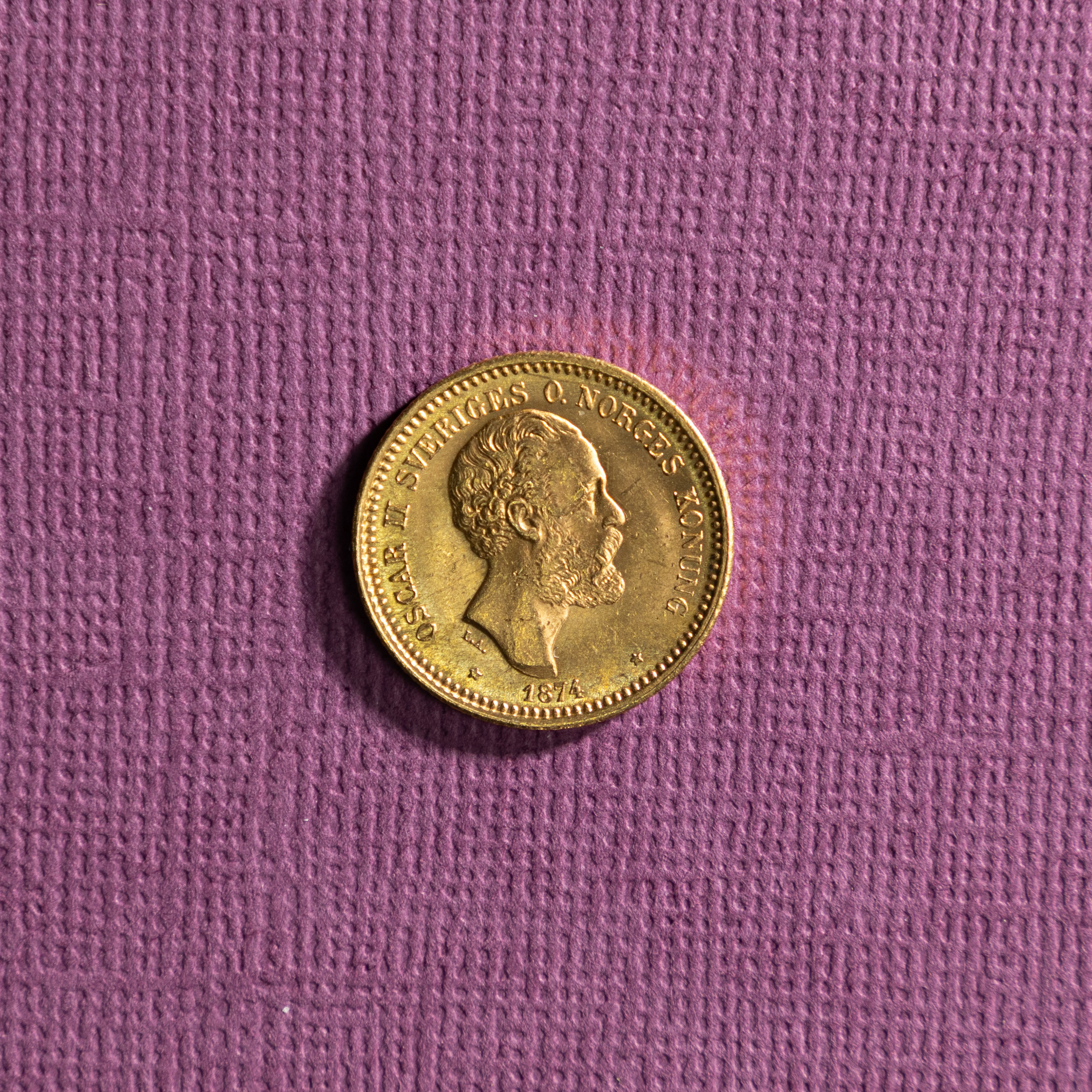 GULDMYNT. Sverige, Oscar II, 10 kr, 1874.