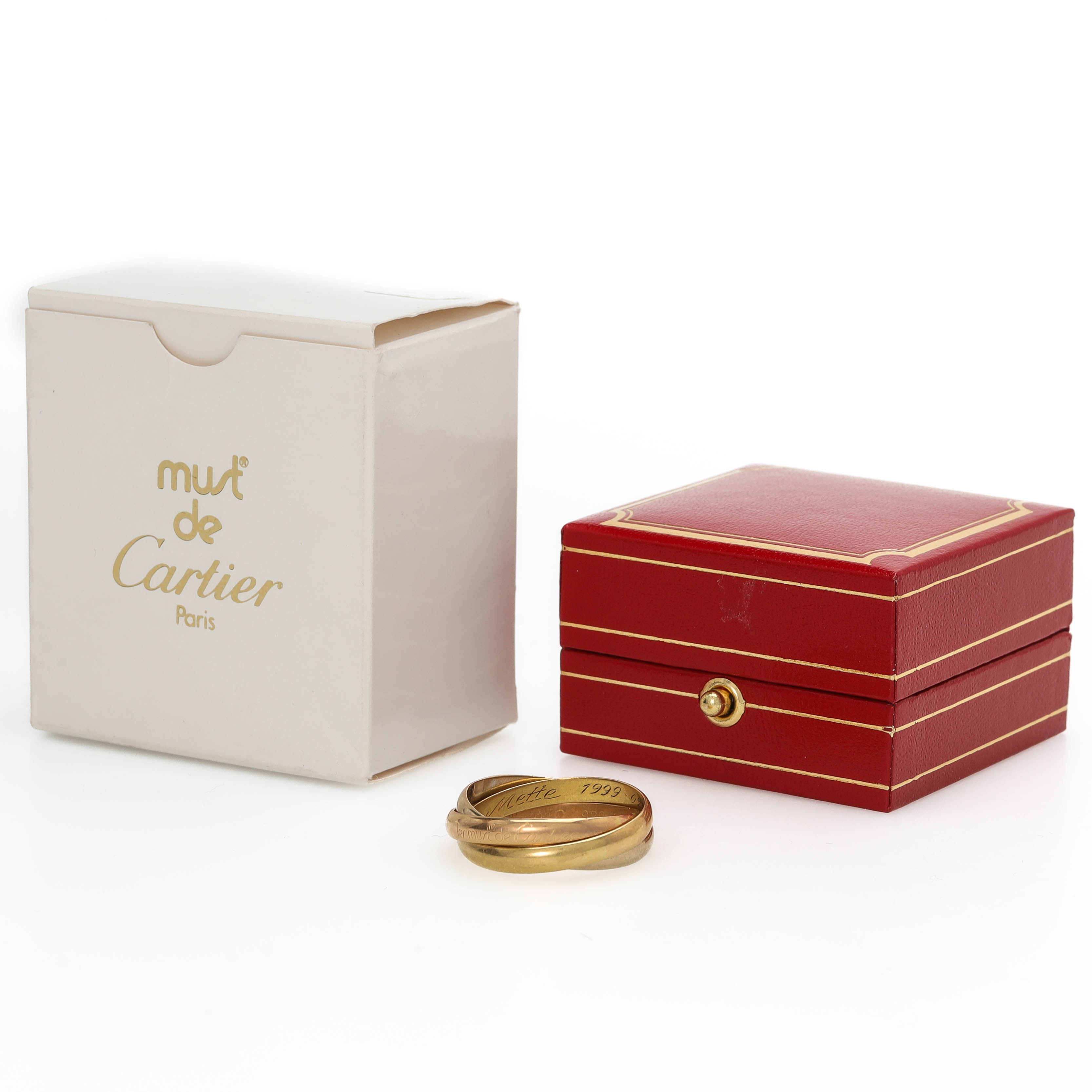 MUST DE CARTIER, Trinity ring, 18 k trefärgat guld, box.