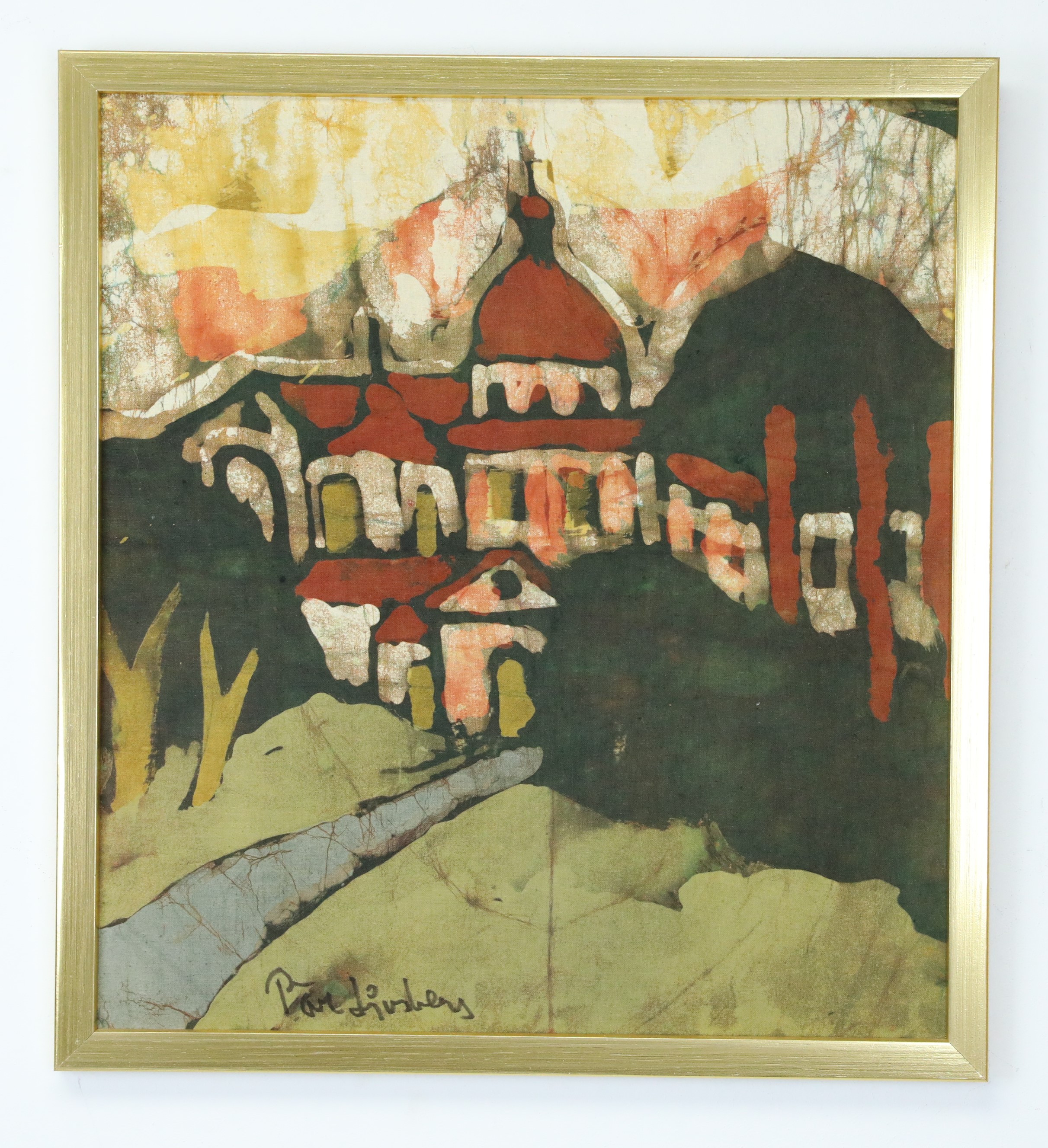 PÄR LJUSBERG. Batik, "Sommarslottet", signerad.