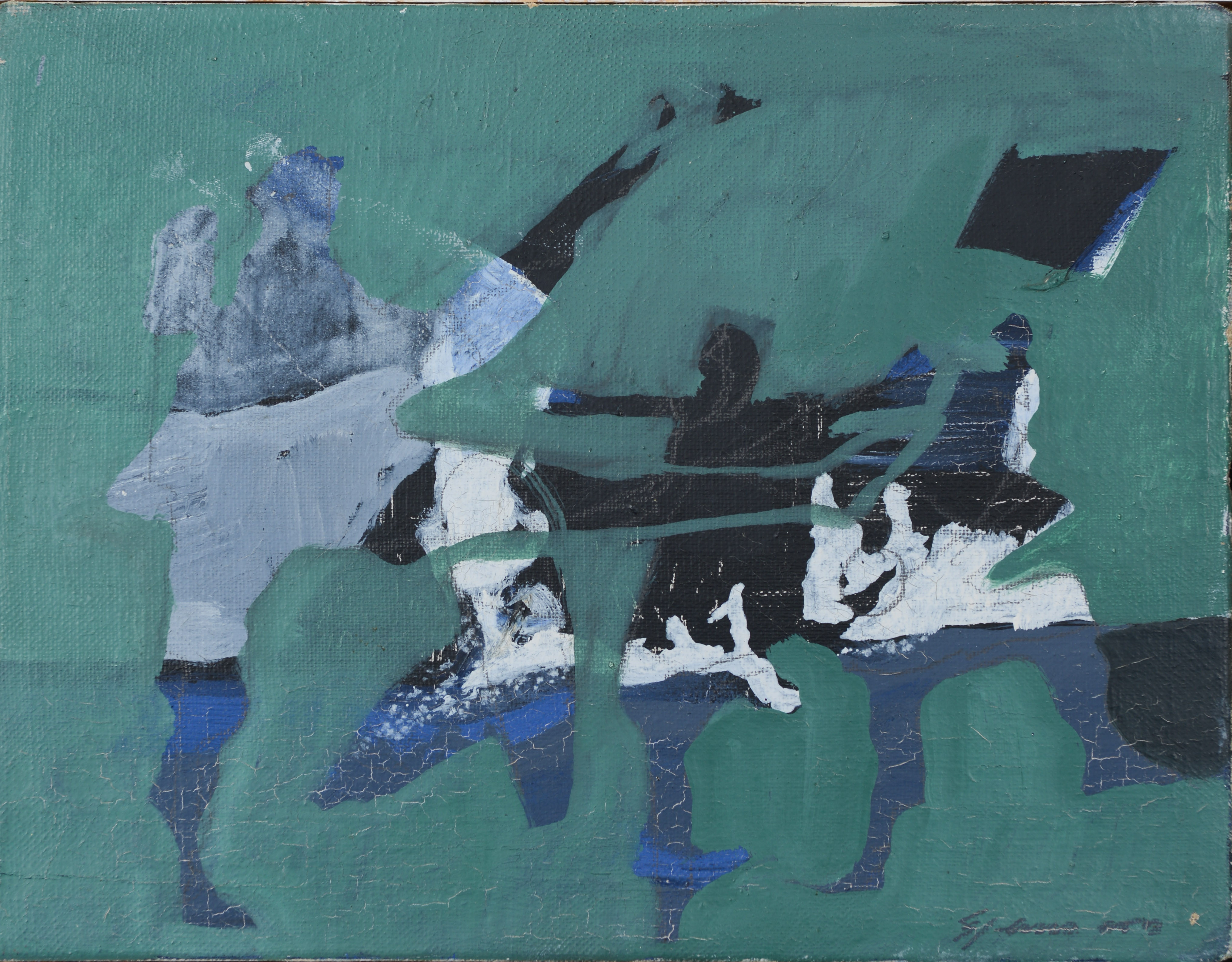 GUNNAR JOHNSSON. Tackling, olja på duk, signerad.