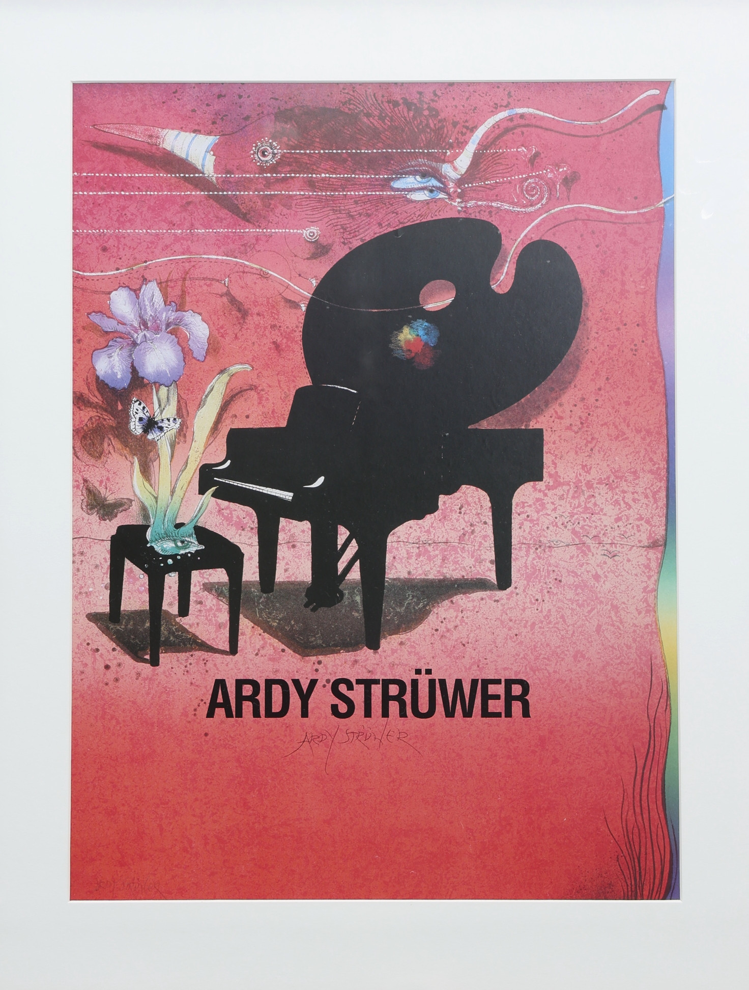 ARDY STRÜWER. Komposition med flygel, signerad Ardy Strüver x2.