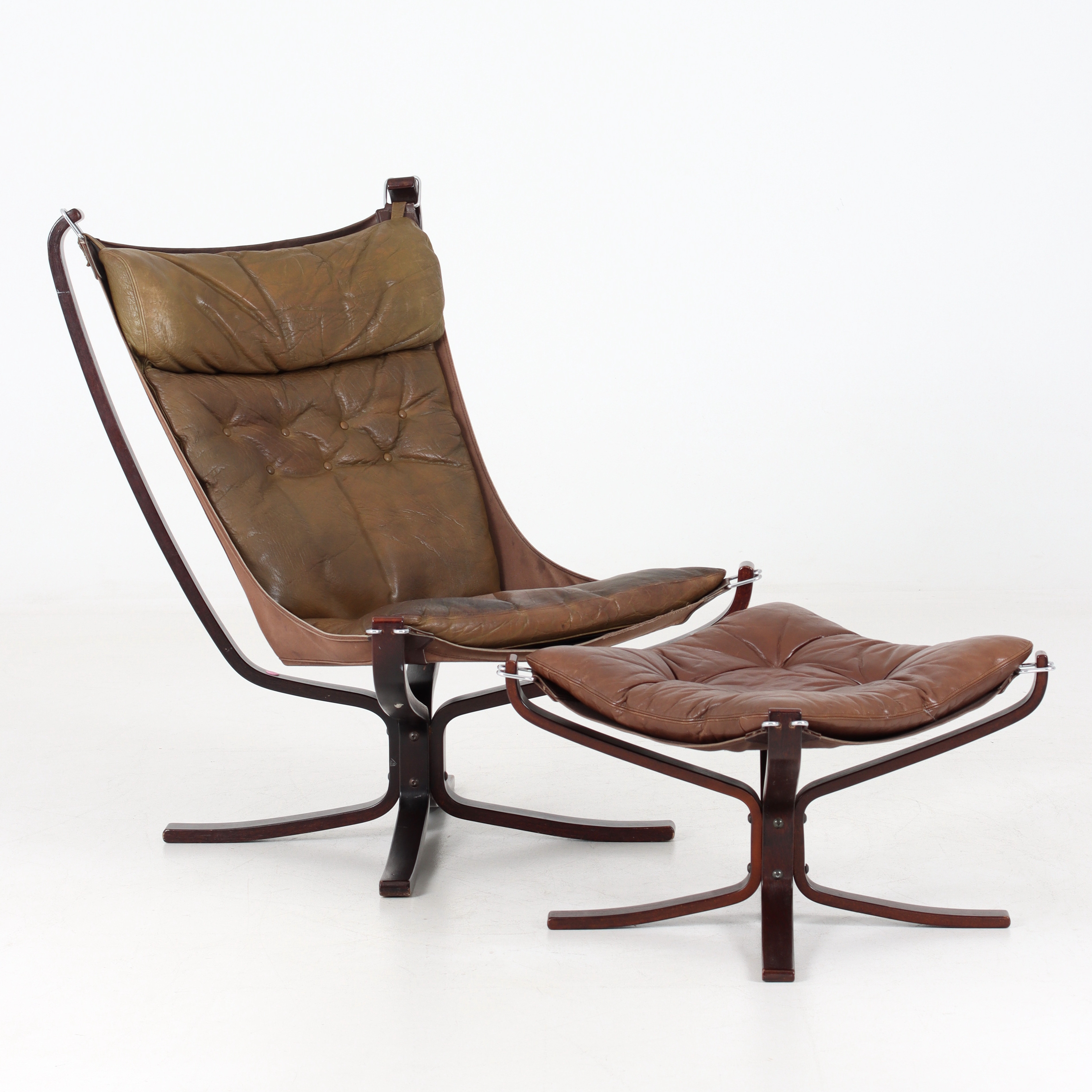 SIGURD RESEL. Fåtölj, Fotpall, "Falcon", Vante Möbler, Norge.