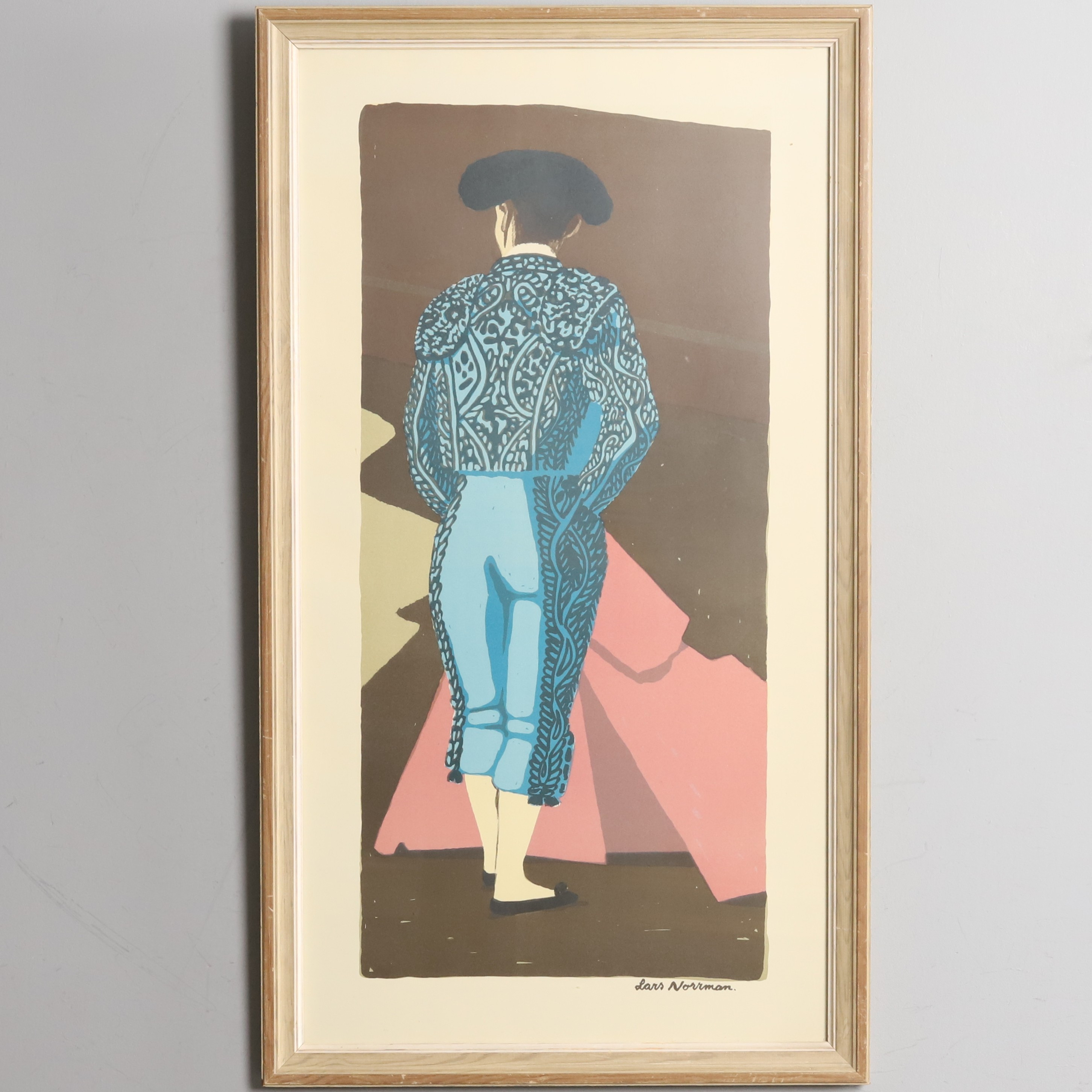 LARS NORRMAN. FÄRGLITOGRAFI, "Matador", signerad.