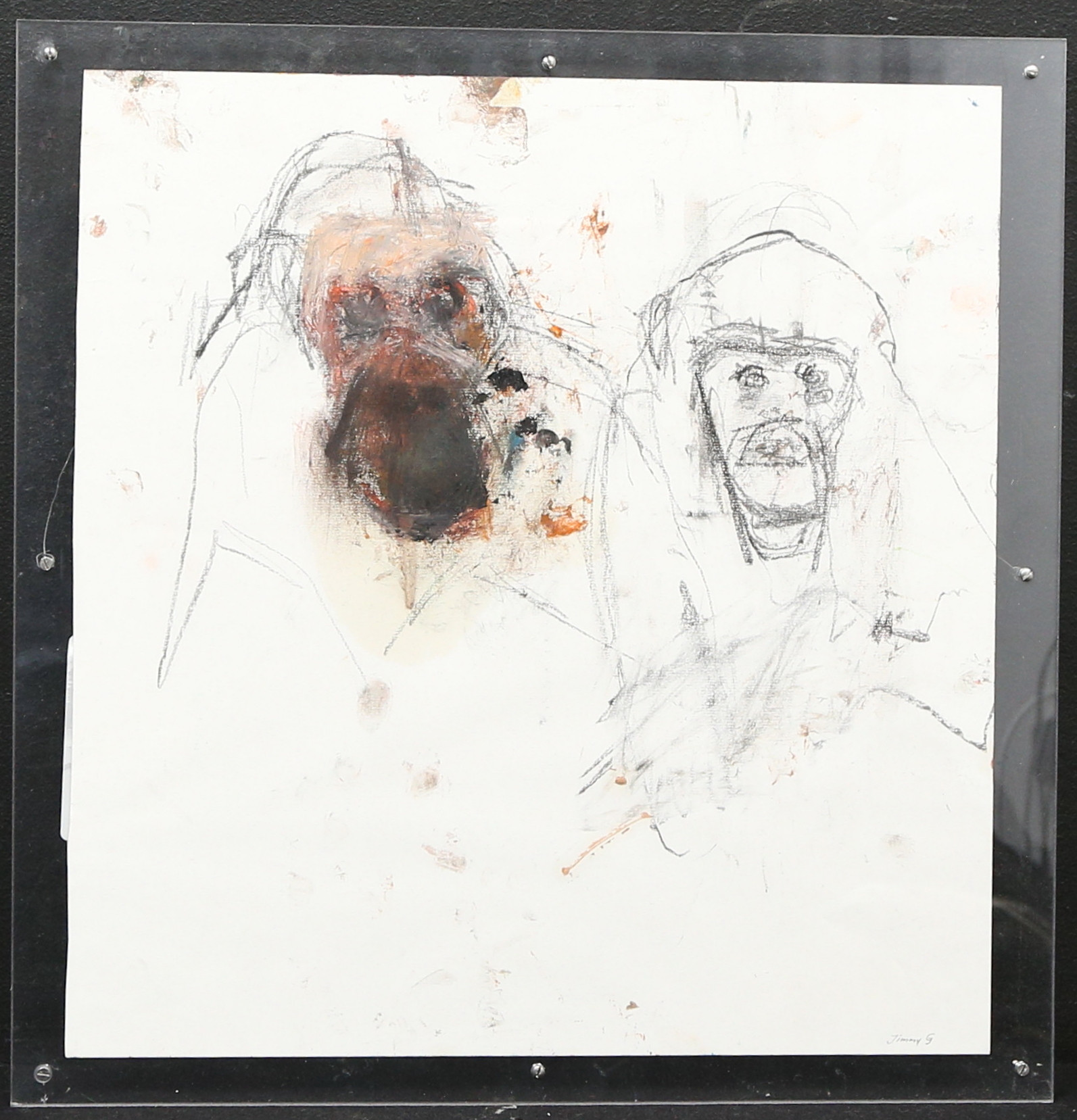JIMMY GUSTAVSSON. Blandteknik, figurkomposition, signerad.
