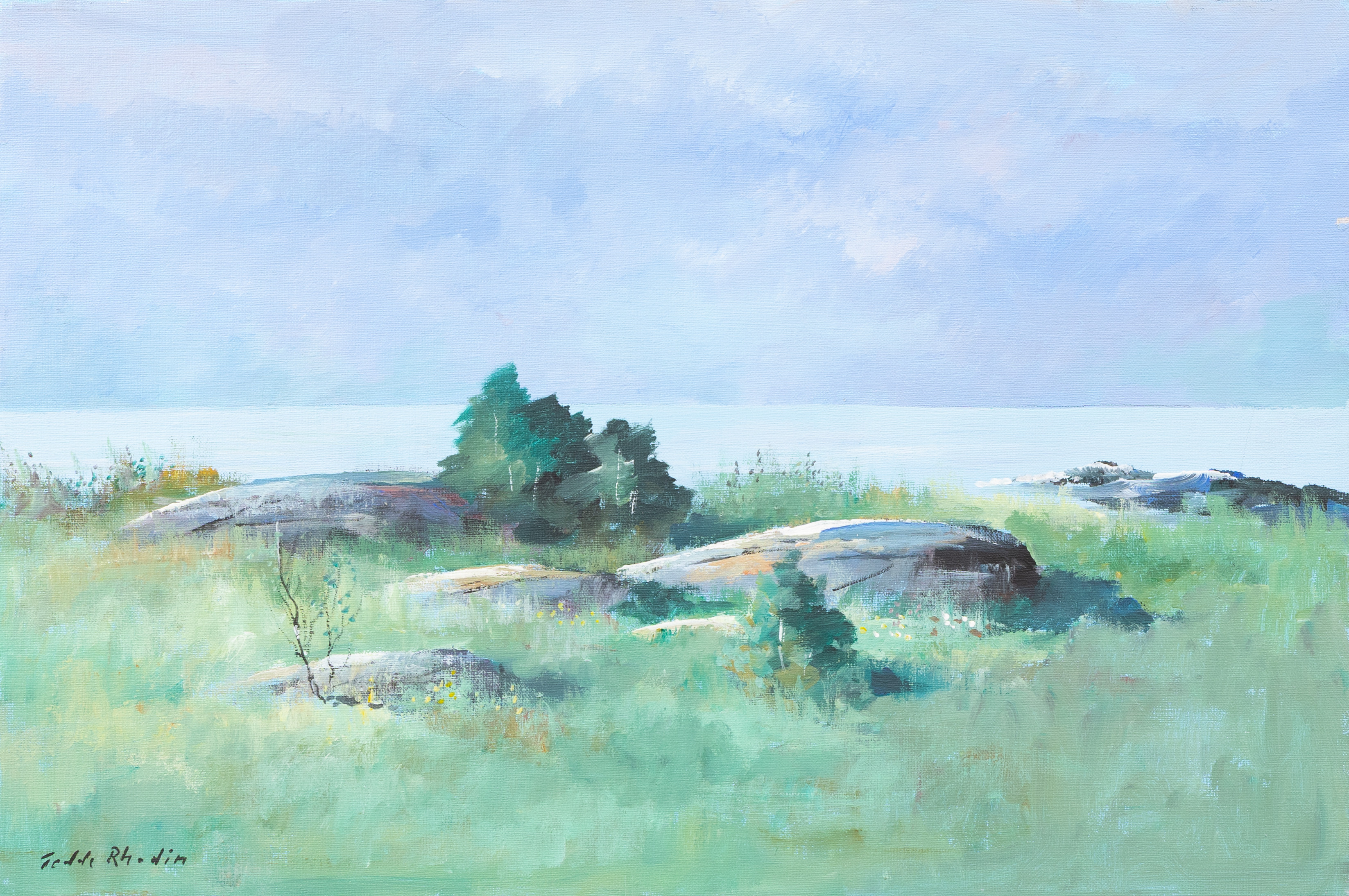 TEDDY RHODIN (1919-2004). Kustlandskap, olja på duk, signerad.