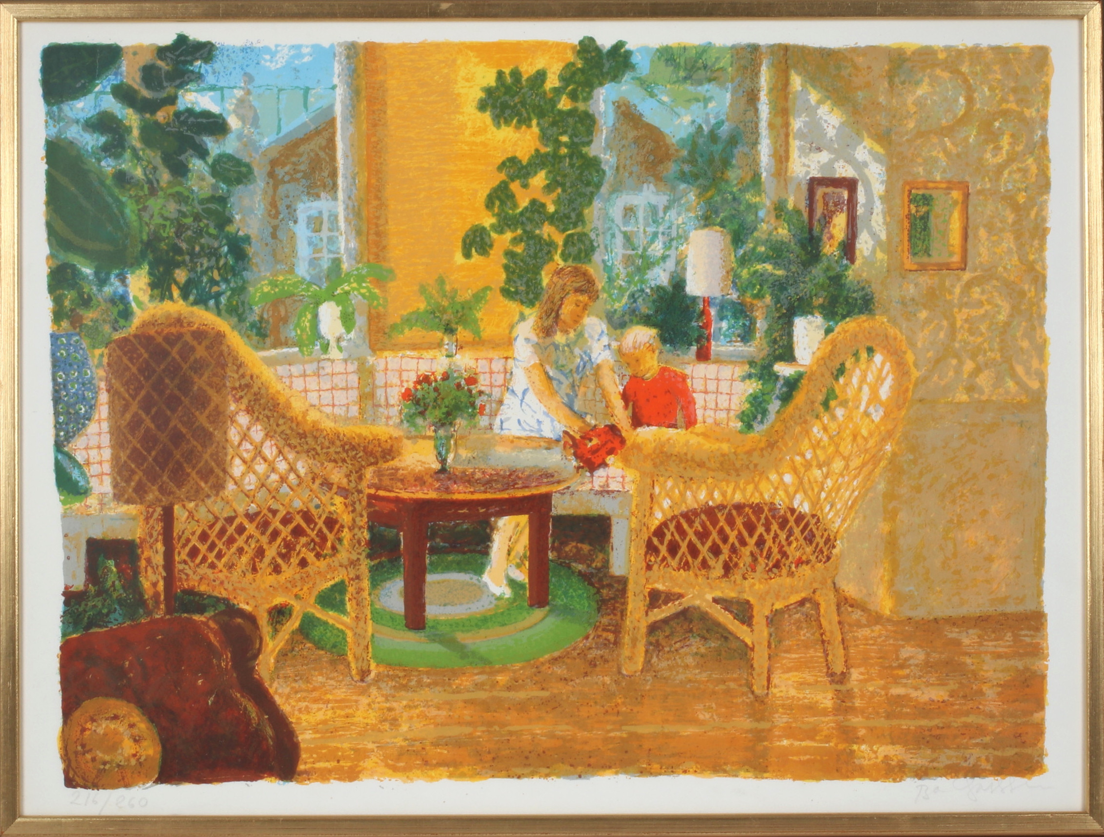 BO LARSSON. Rumsinteriör, litografi, signerad och numrerad 216/260.