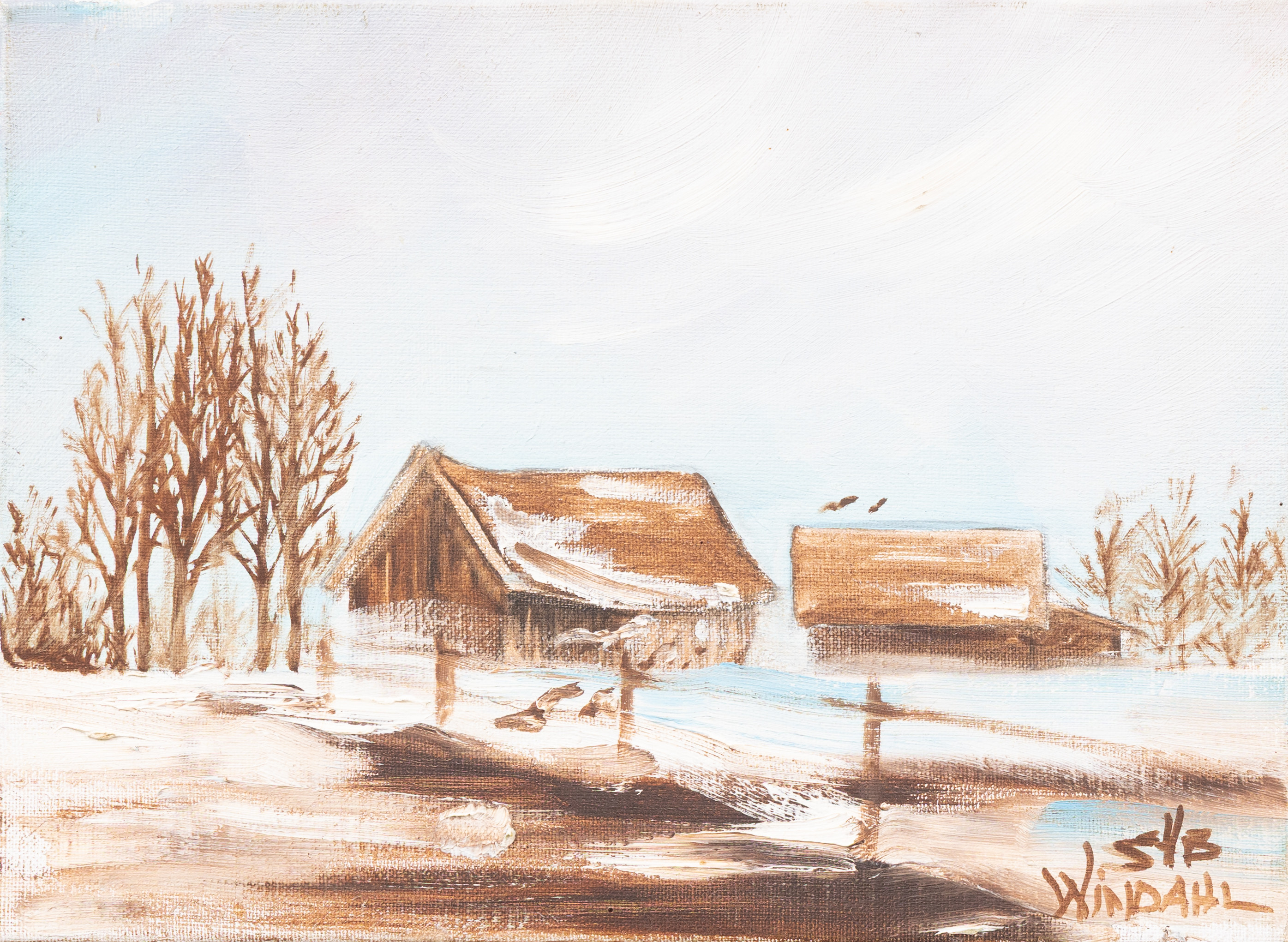 STEFAN WINDAHL (FÖDD 1951). Gård i vinterlandskap, olja på duk, signerad.