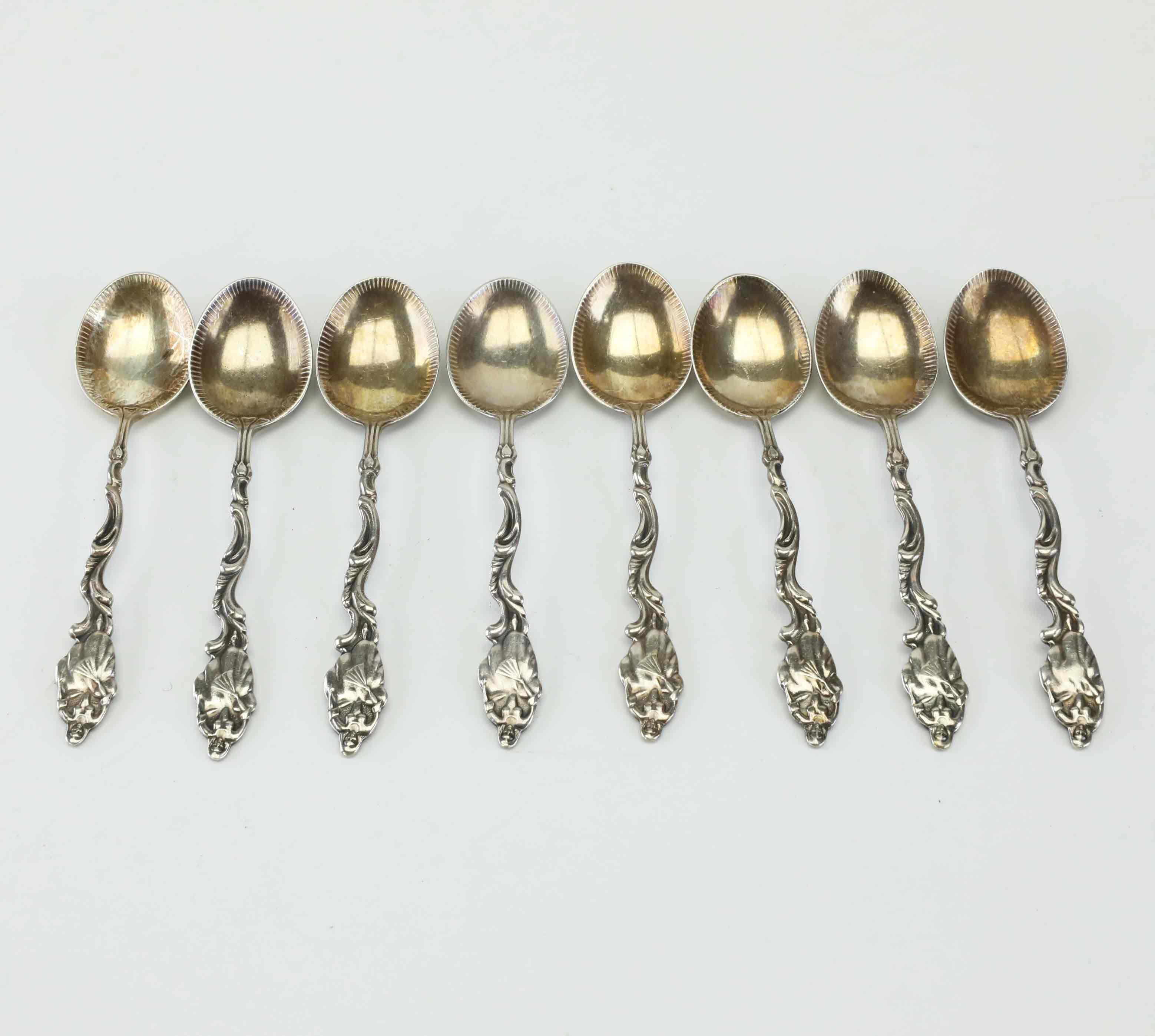 MOCCASKEDAR, 8 st, silver, MAB, Stockholm, 1900-tal.