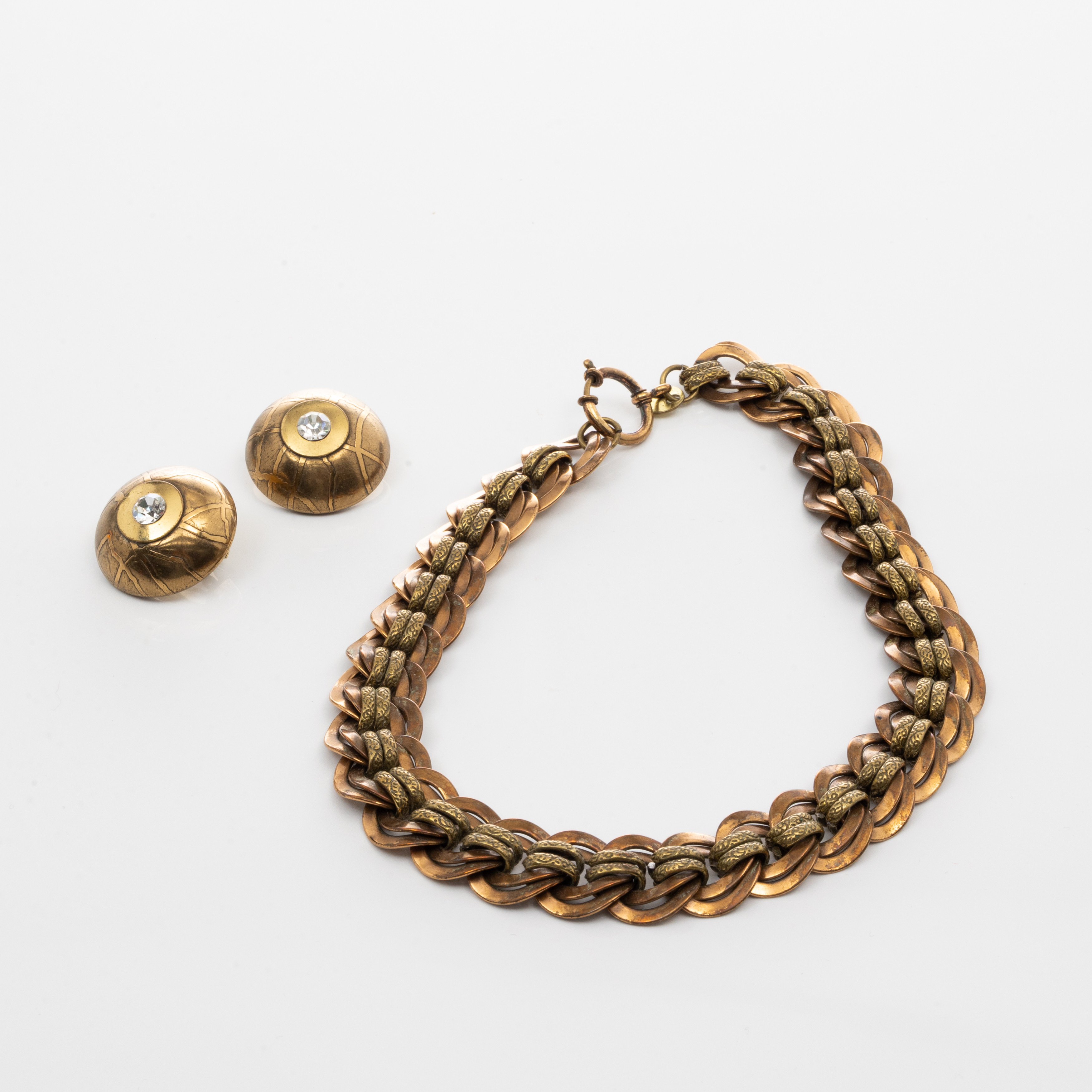 COLLIER & ÖRHÄNGEN, mässing, Art-Deco stil, Ermani Bulatti.