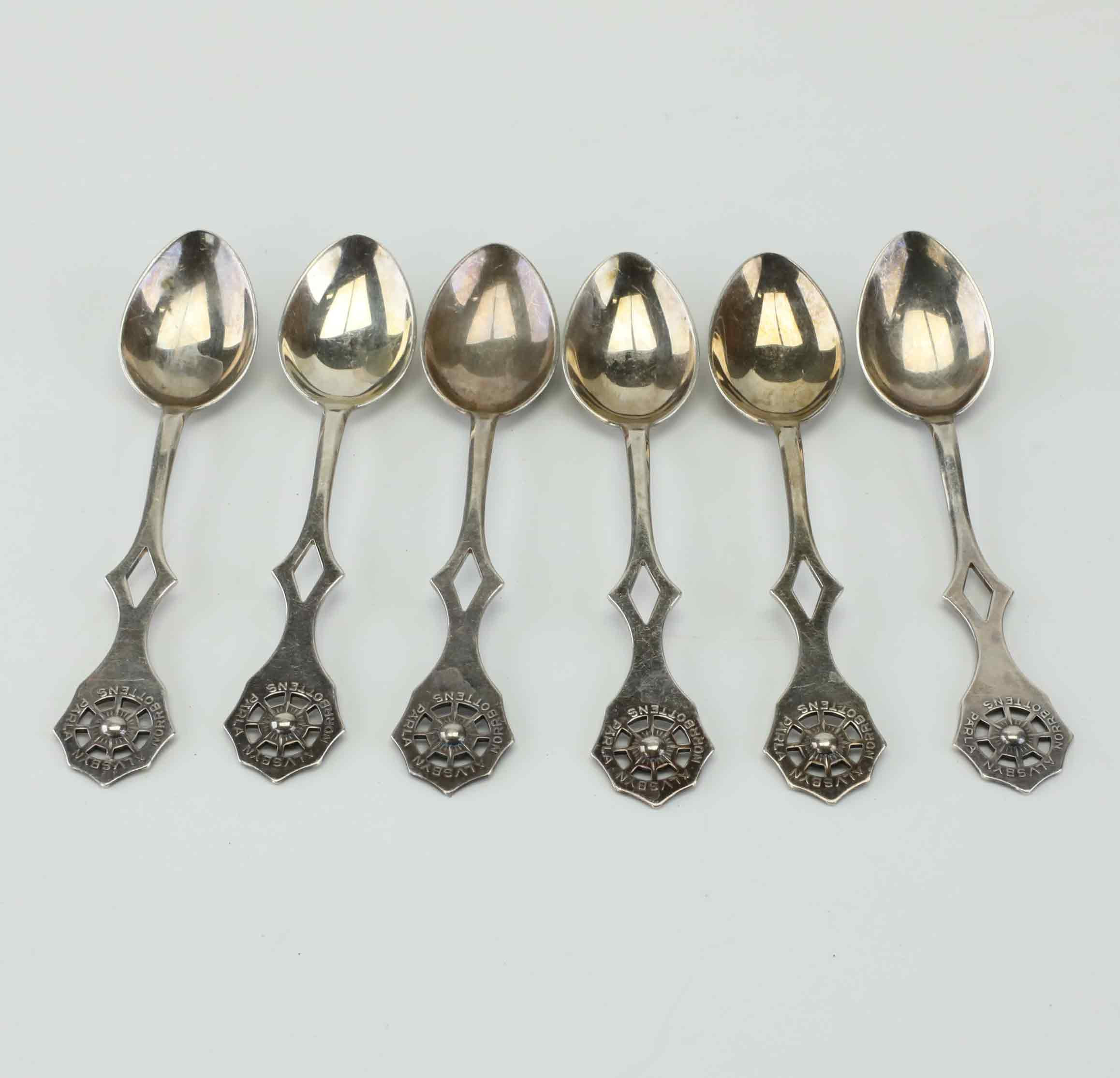 KAFFESKEDAR, 6 st, silver, Alton, Falköping, 1900-tal.