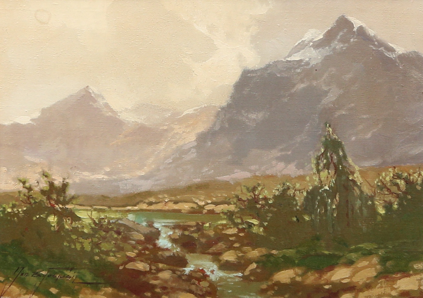 JAN BOHUMIL POSPISIL. olja på duk, signerad.
