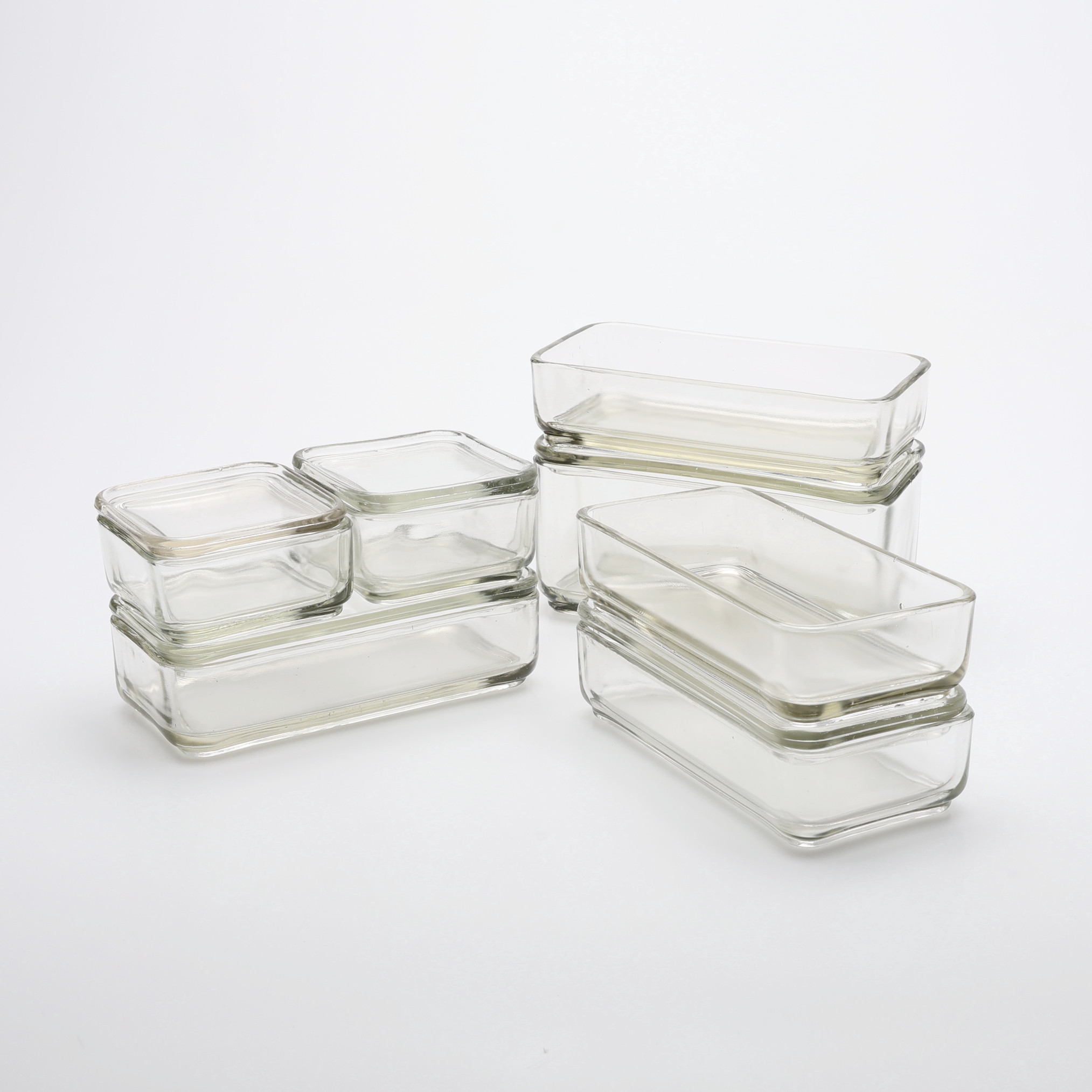 WILHELM WAGENFELD. GLASBEHÅLLARE, "KUBUS", VEREINIGTE LAUSITZER GLASWERKE AG, FÖRE 1941.