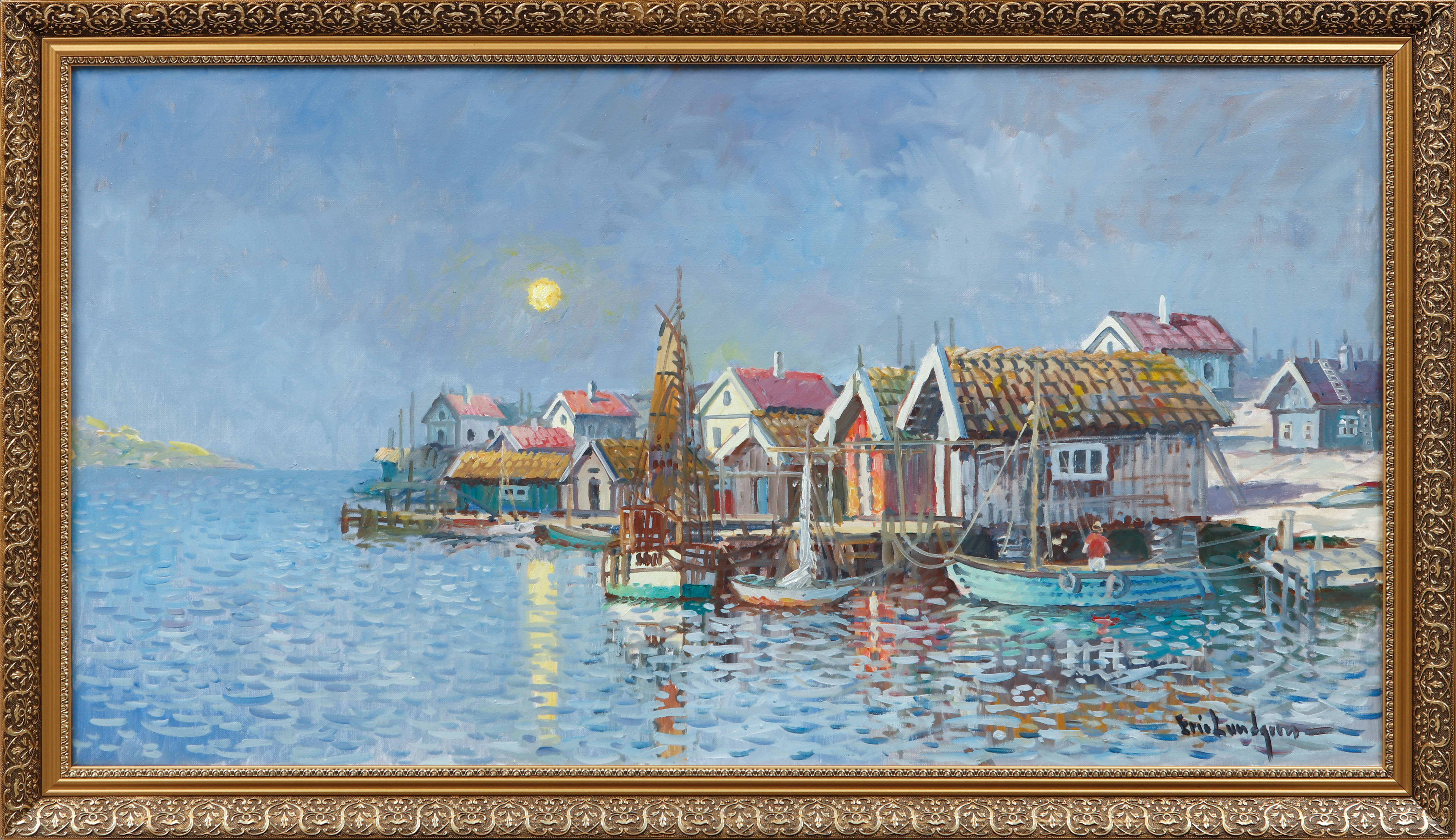 ERIC LUNDGREN. Kustmotiv, olja på duk, signerad.