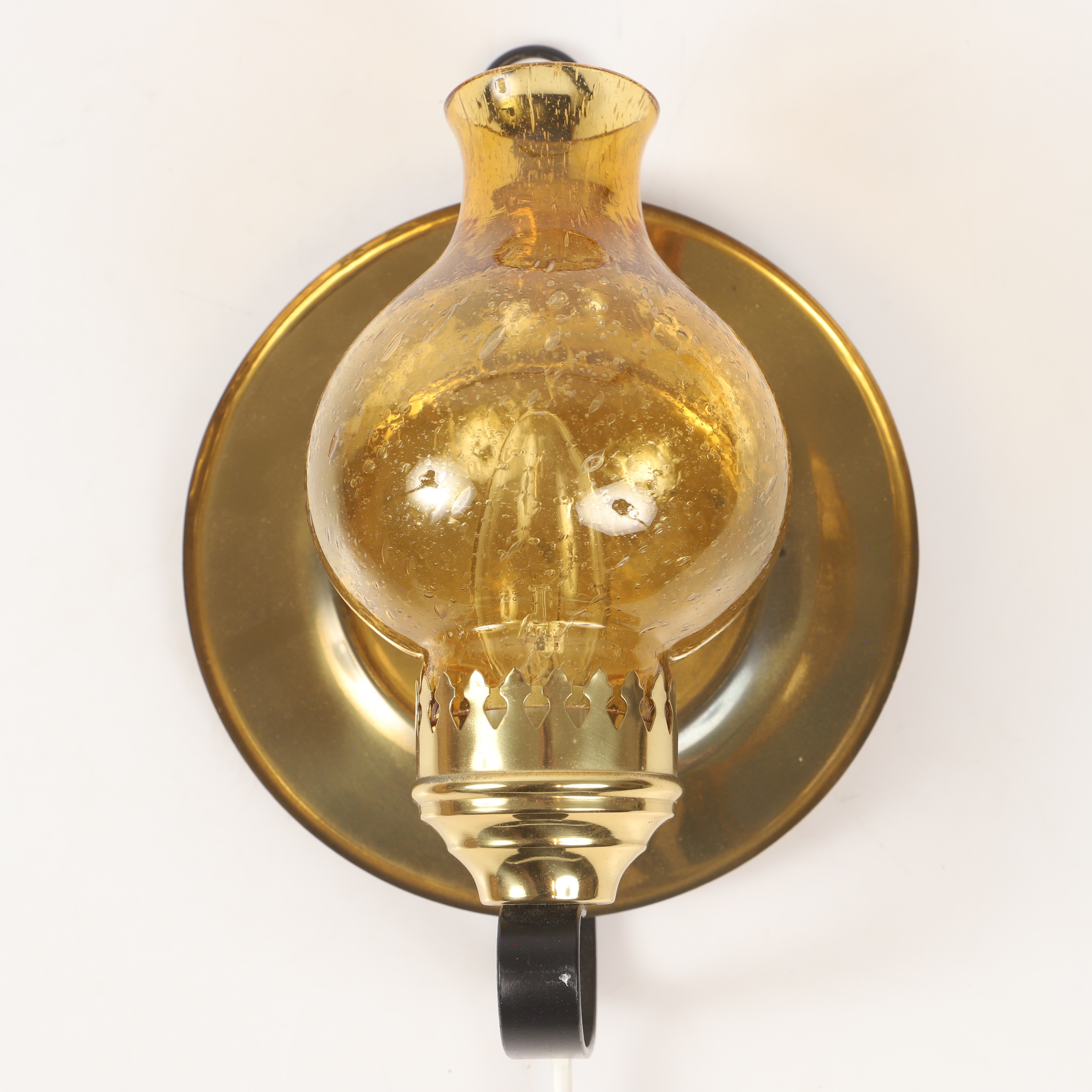 VÄGGLAMPA, mässing/glas, Boréns, Borås.