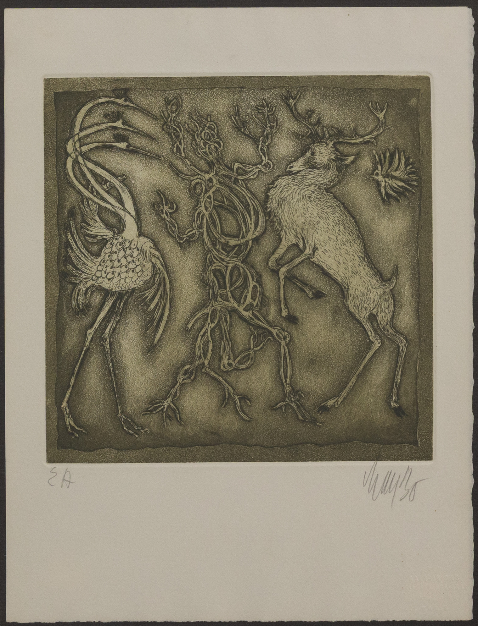 FERNANDEZ ARMAN. "Pas de trios", etsning nr EA, signerad.