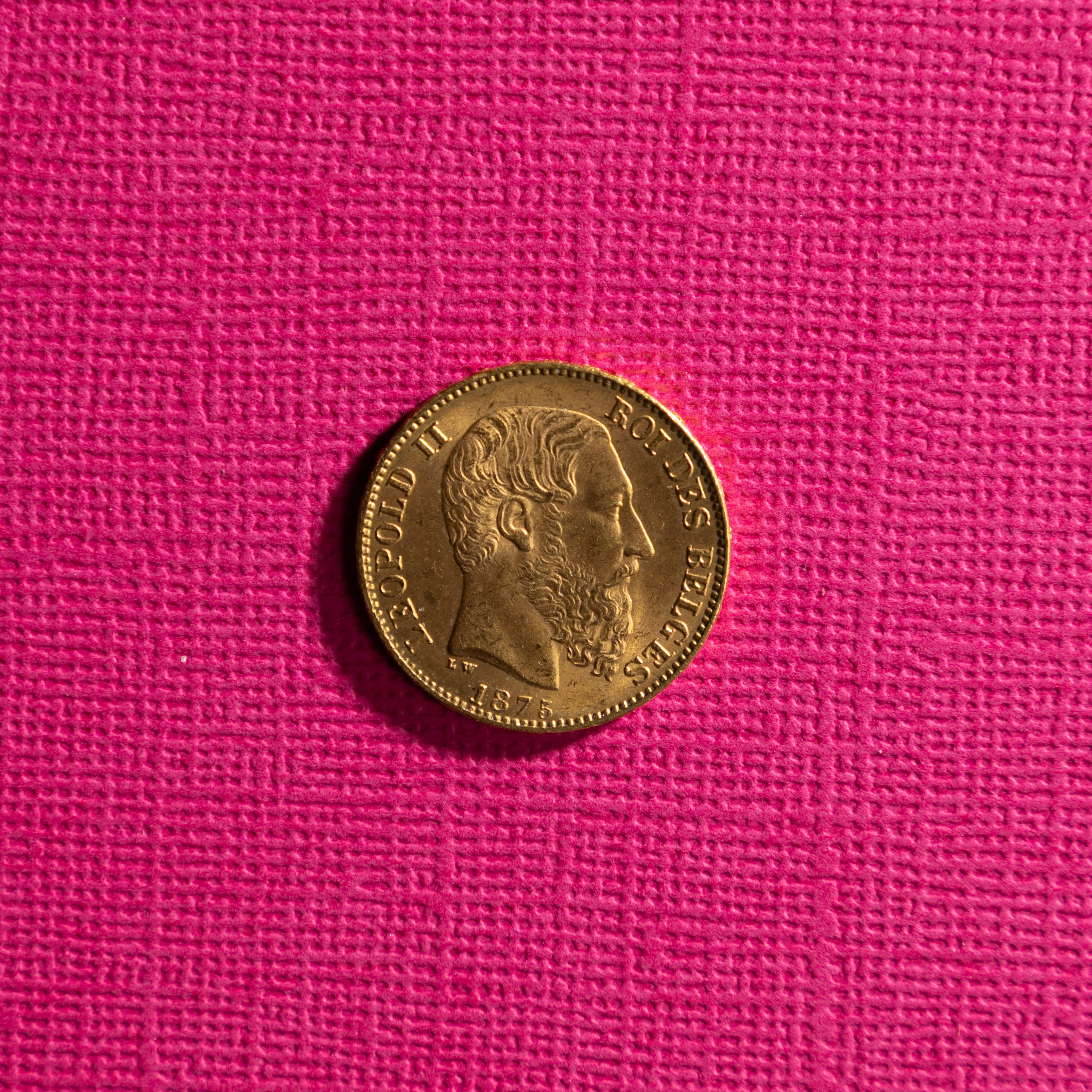GULDMYNT. Belgien, 20 Francs, 1875.