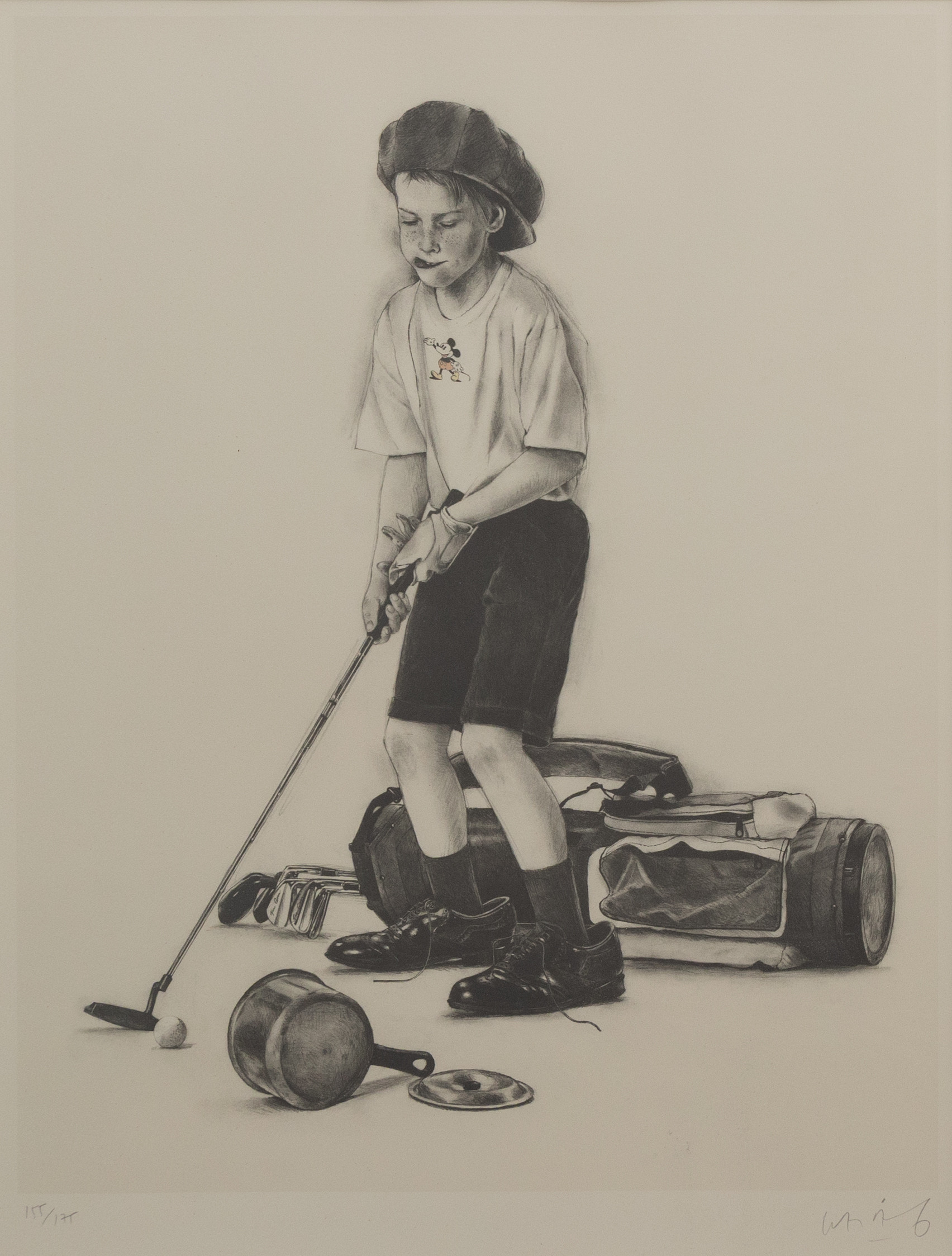 LASSE ÅBERG (FÖDD 1940). Ung golfspelare, litografi nr 155/175, signerad.